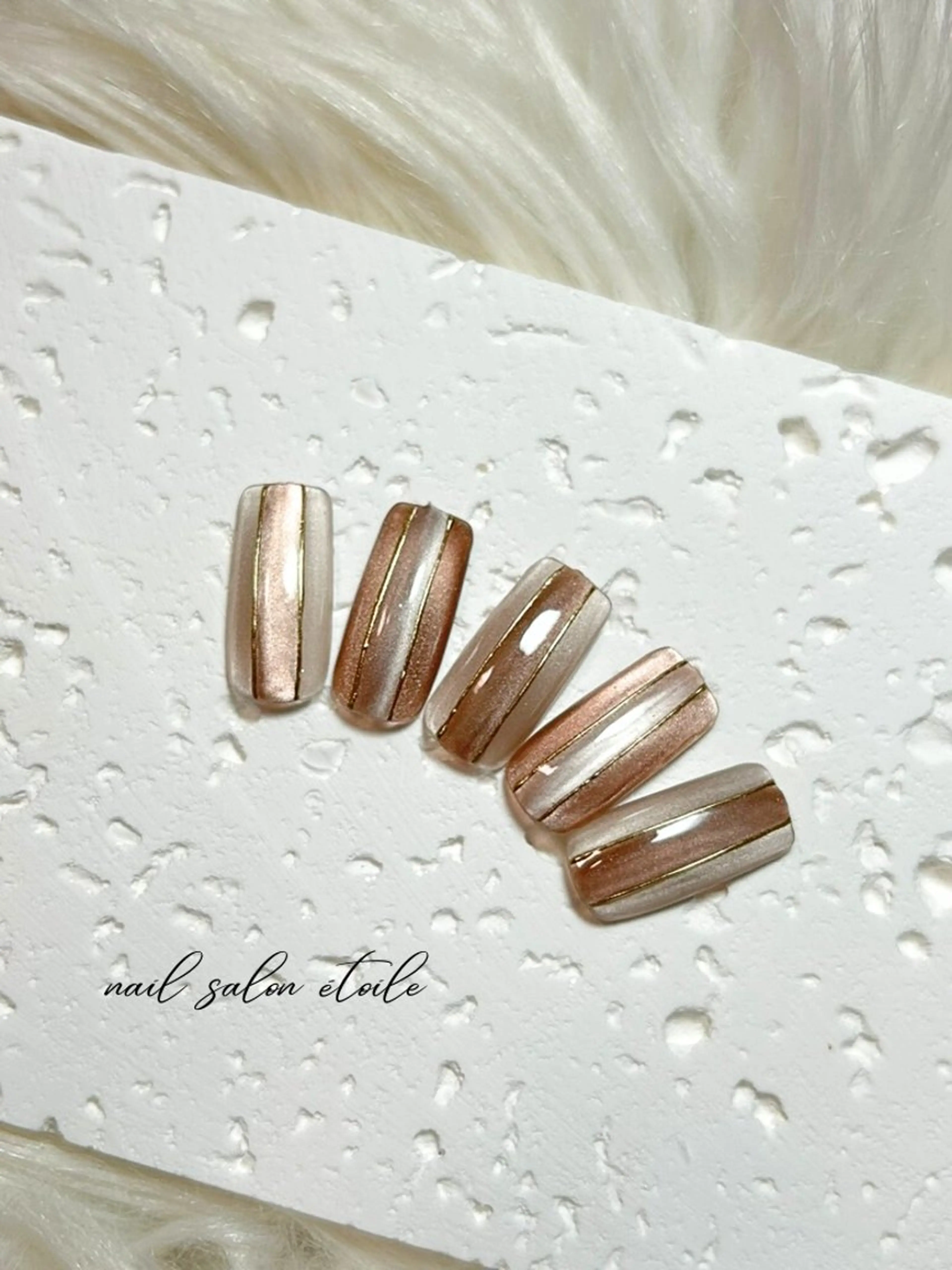 ネイル ブラウン マグネットネイル ハンドネイル nail salon étoileのネイルデザイン