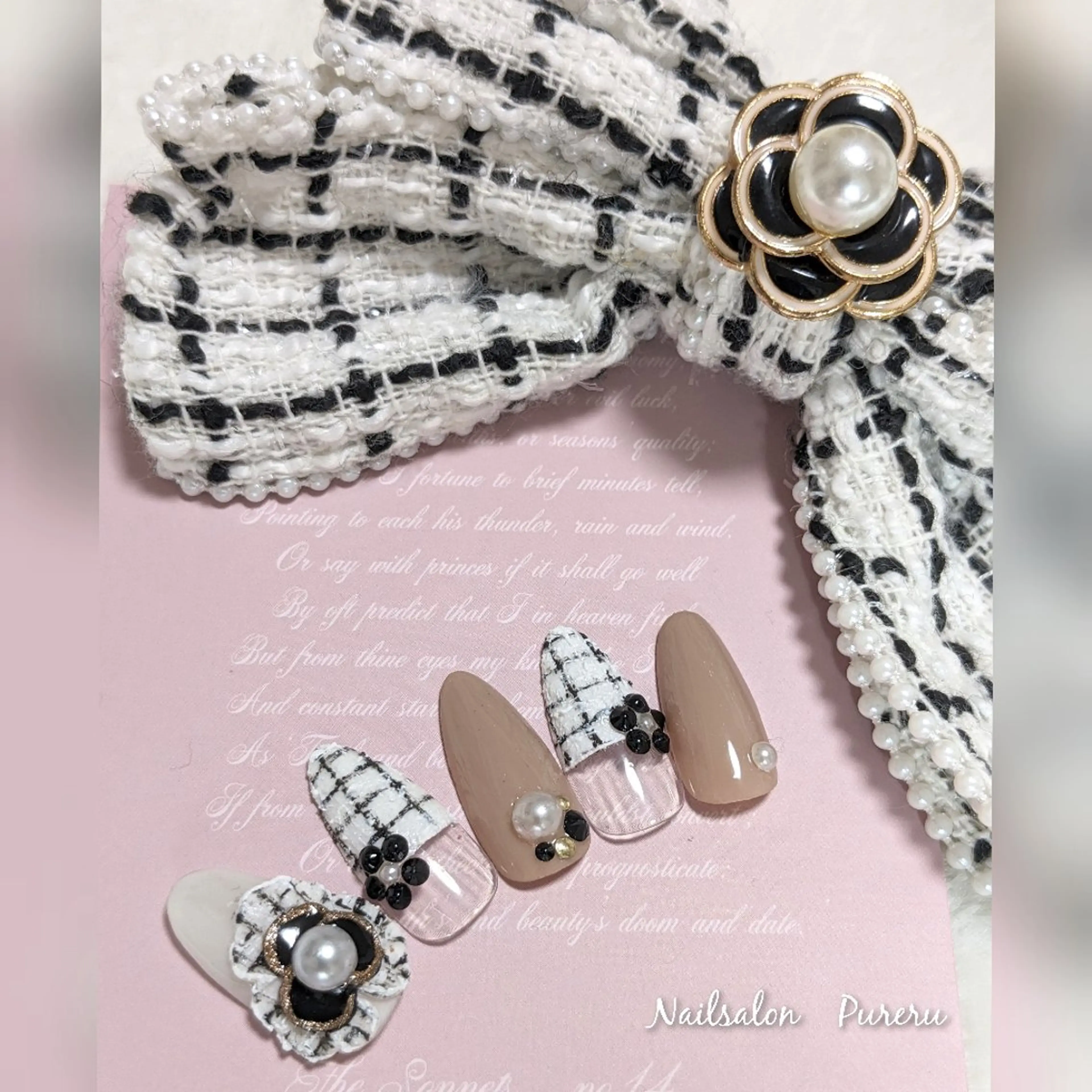 ネイル アートネイル ツイードネイル pureru所属・Pureru✨ 🌹yukoのネイルデザイン