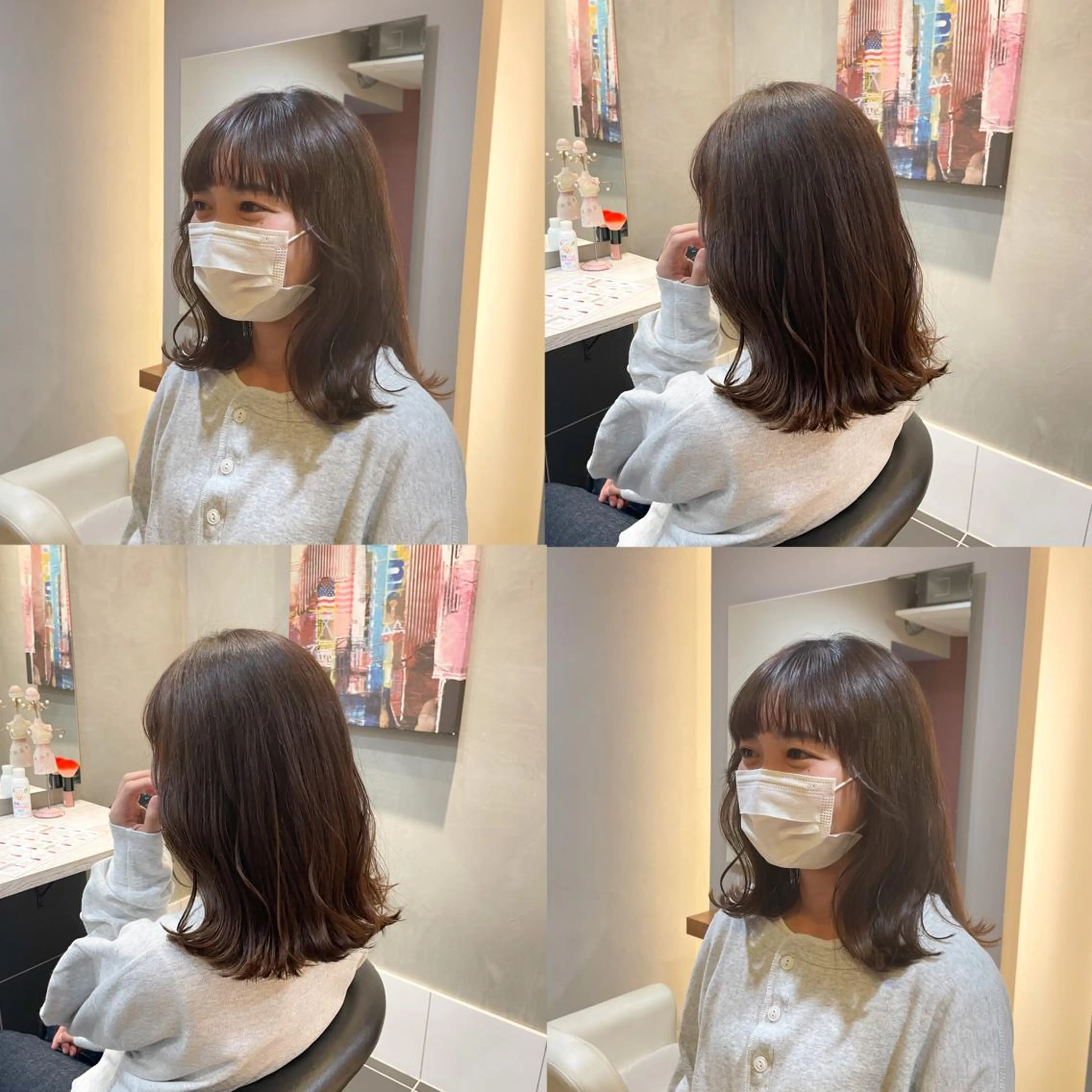 ミディアム ヘアアレンジ 顔周りカット ヘアカラー HARUKI MINATO Japan SENDAI所属・🌈【透明感・韓国 ヘア】がっきー🌈のヘアスタイル