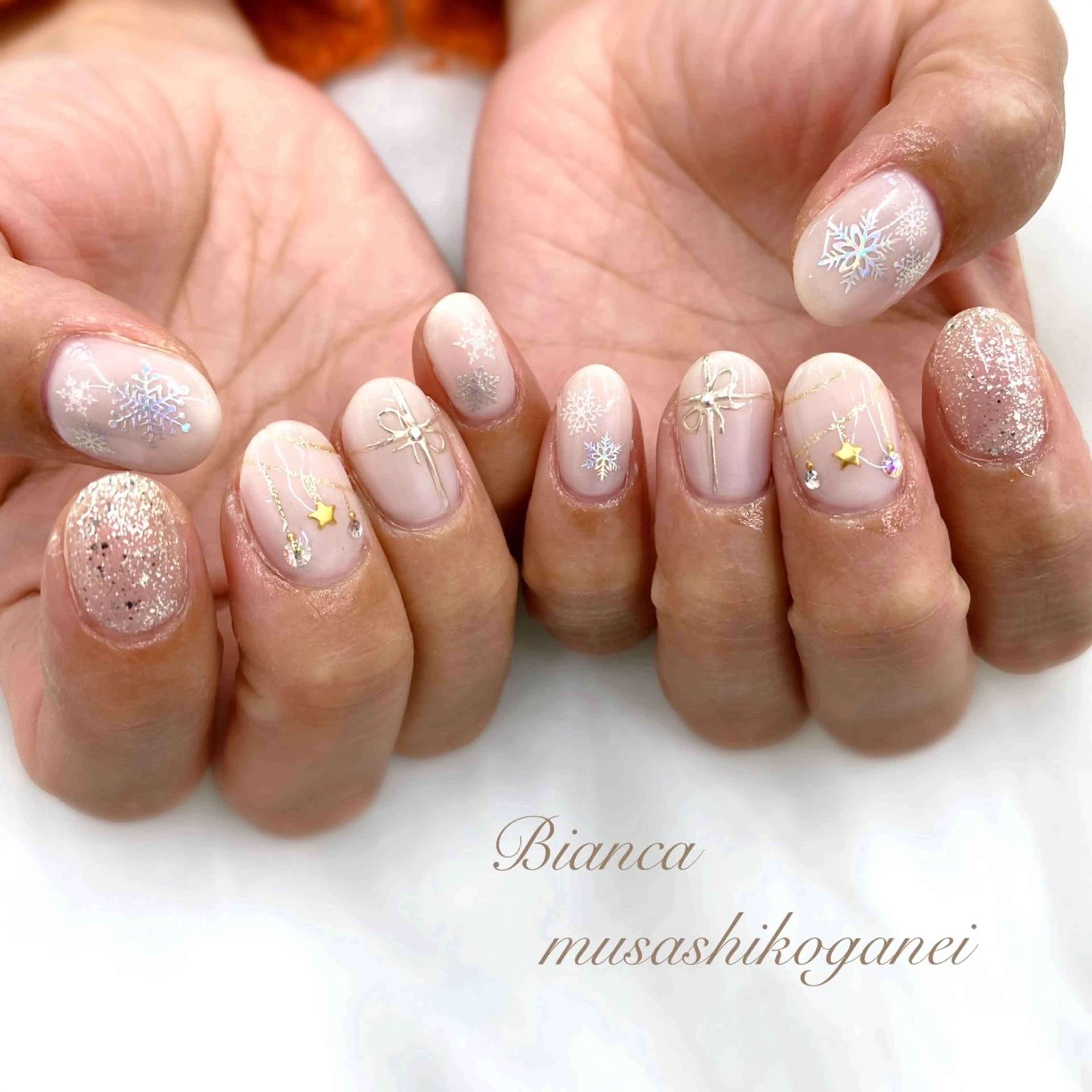 ネイル 冬ネイル クリスマス ハンドネイル Bianca 武蔵小金井 しぎはらのネイルデザイン