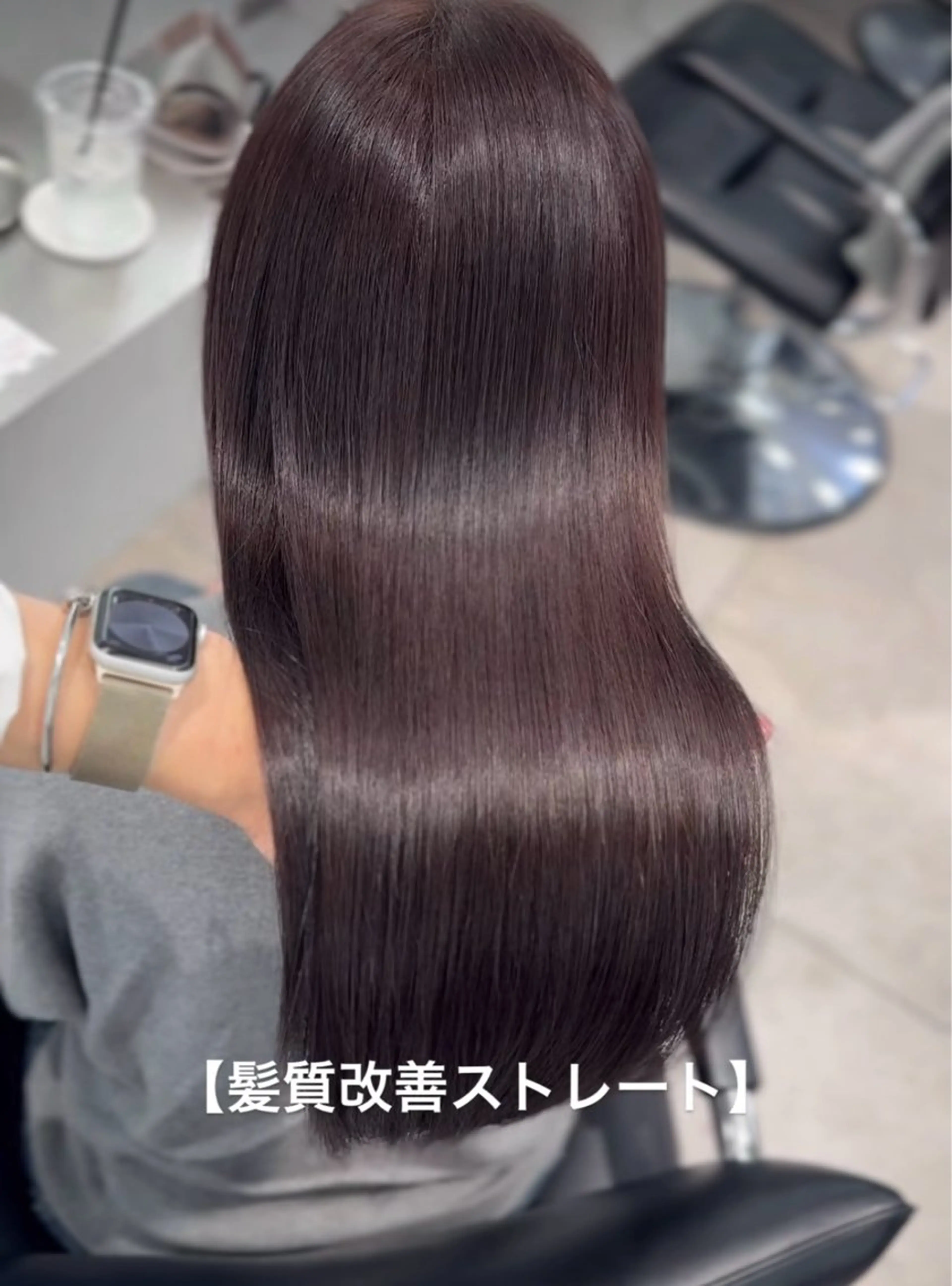 ロング カラー パーマ レッドカラー 髪質改善 ストレートパーマ ヘアカラー 縮毛矯正 ONYX 表参道所属・表参道/ハイライト 髪質改善ストレートのヘアスタイル