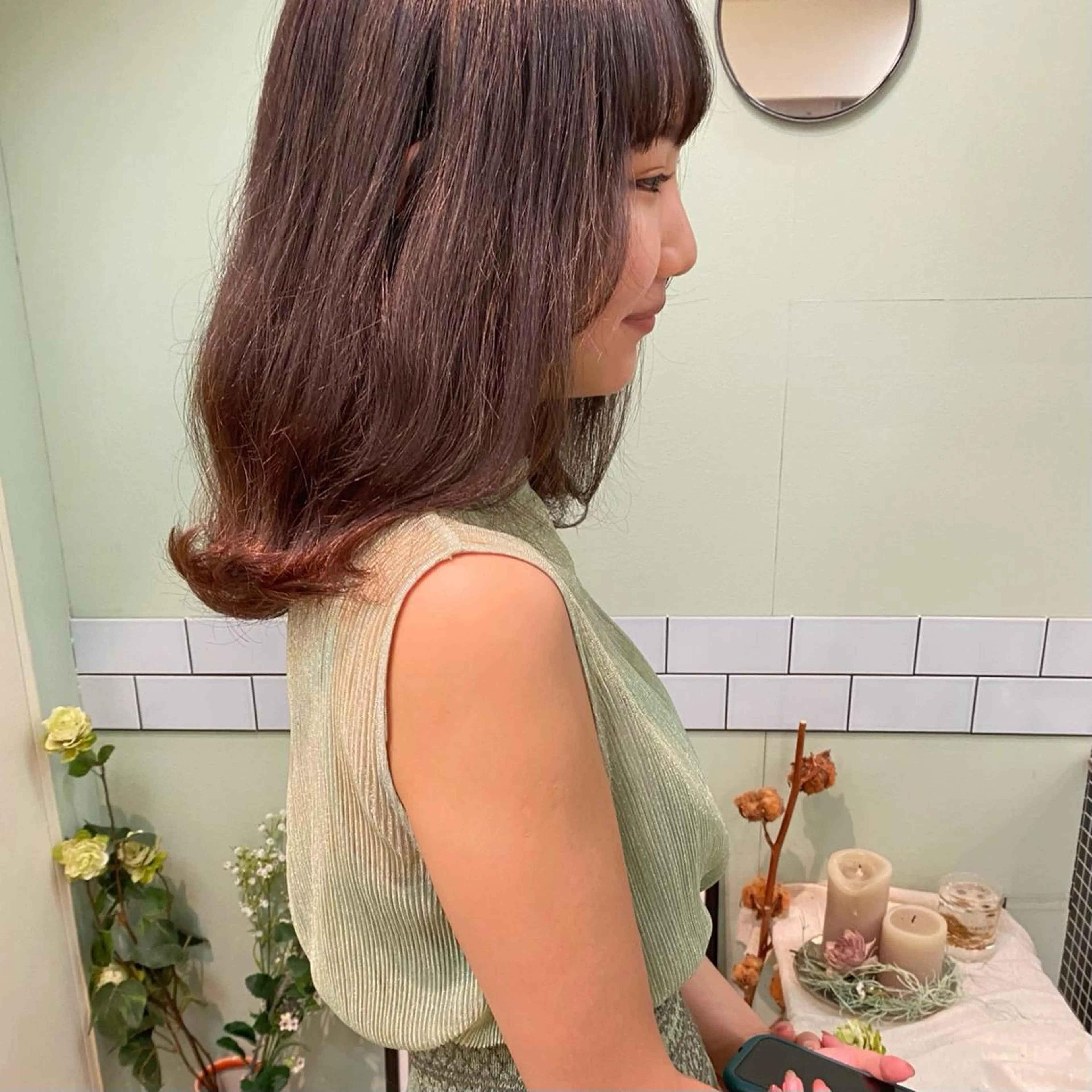 ミディアム カラー ベージュカラー ブリーチ ブリーチなしカラー カット ヘアカラー トリートメント 髪質改善ｶﾗｰ ｹｱﾌﾞﾘｰﾁ/ﾀﾑのヘアスタイル