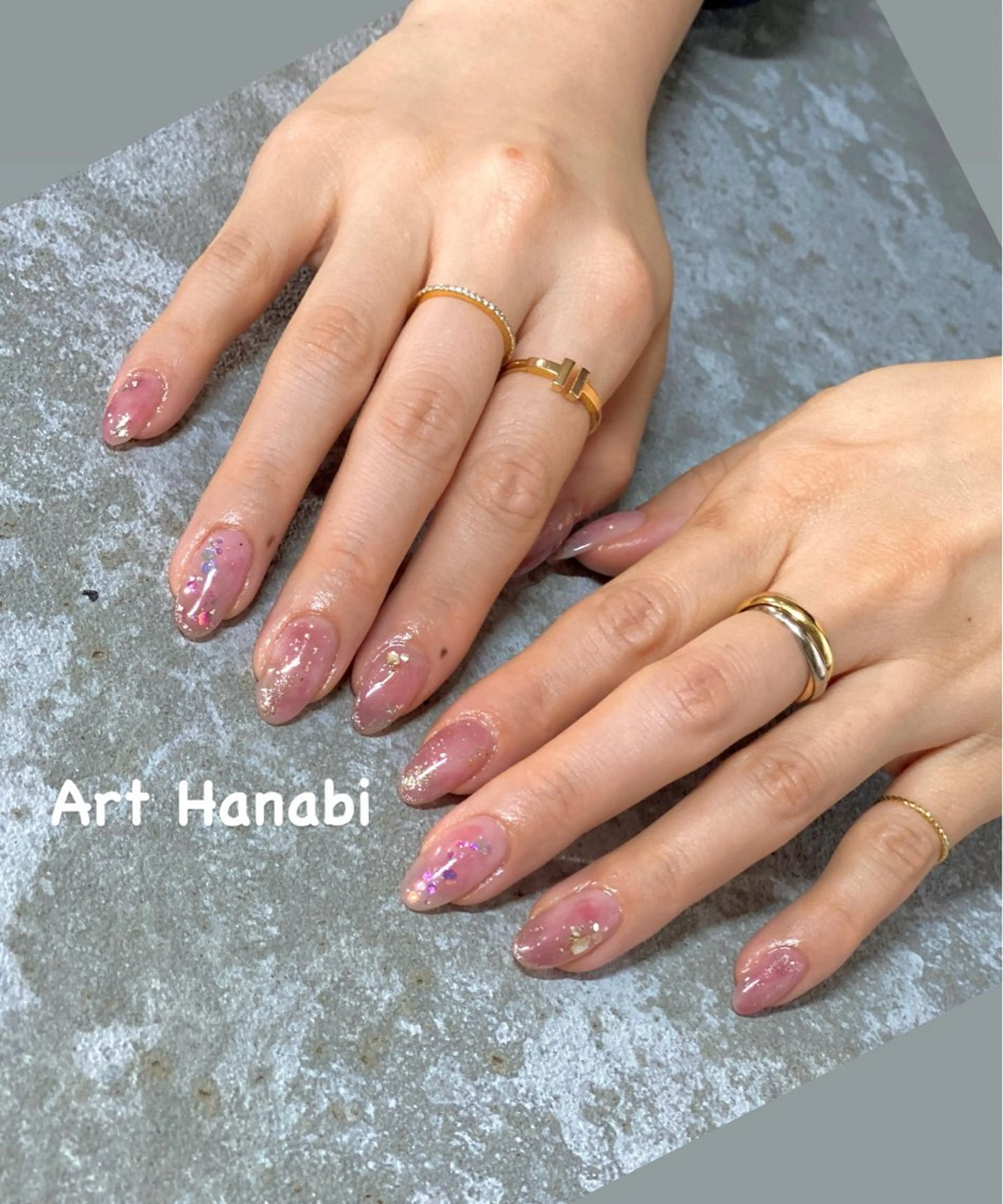 ネイル キラキラネイル ニュアンスネイル ピンク Art Hanabi所属・Art Hanabi ミリのネイルデザイン