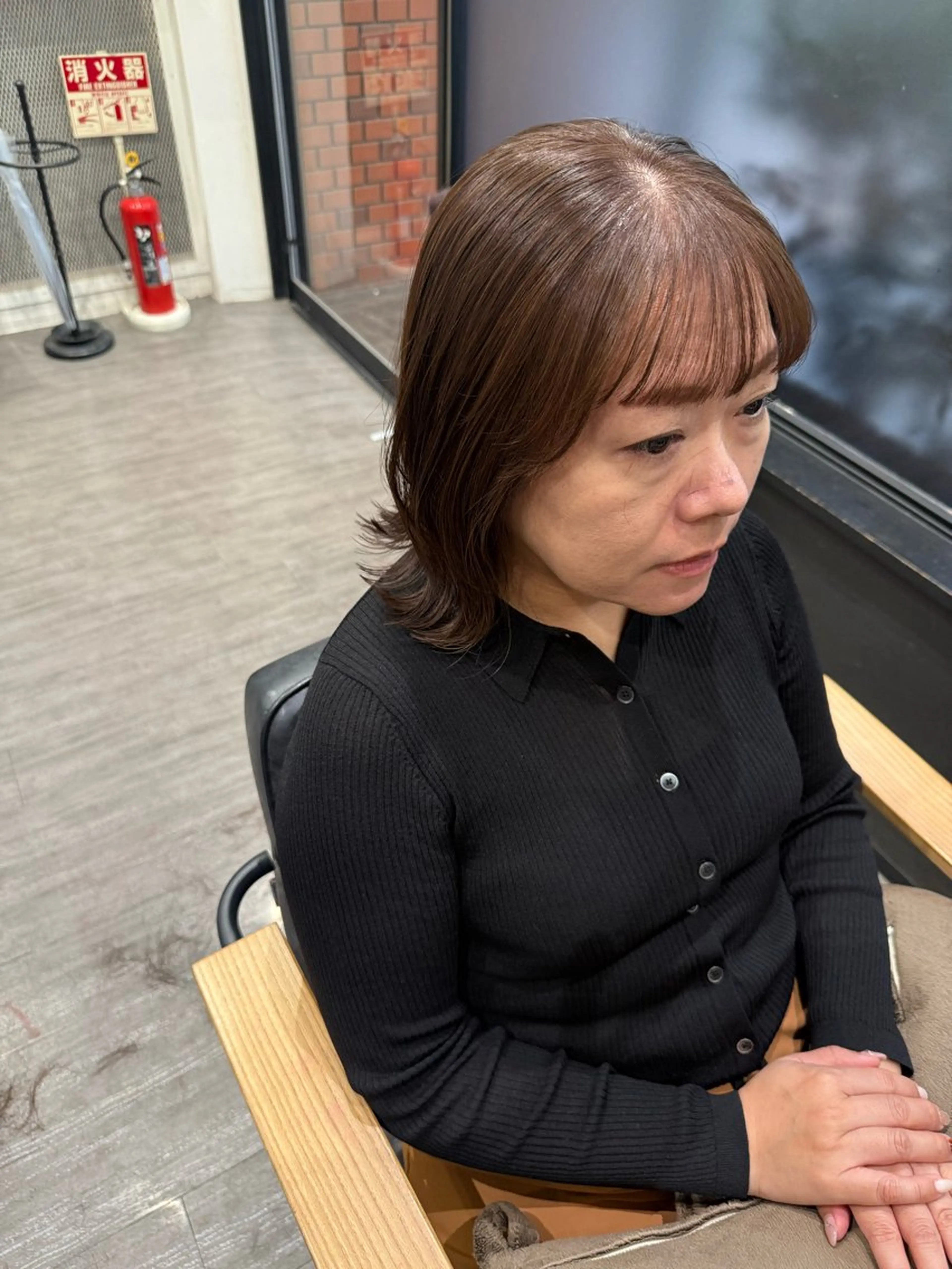 ミディアム カラー ベージュカラー ブラウンカラー ブラウンベージュ カット ヘアカラー トリートメント 上田 紗也のヘアスタイル