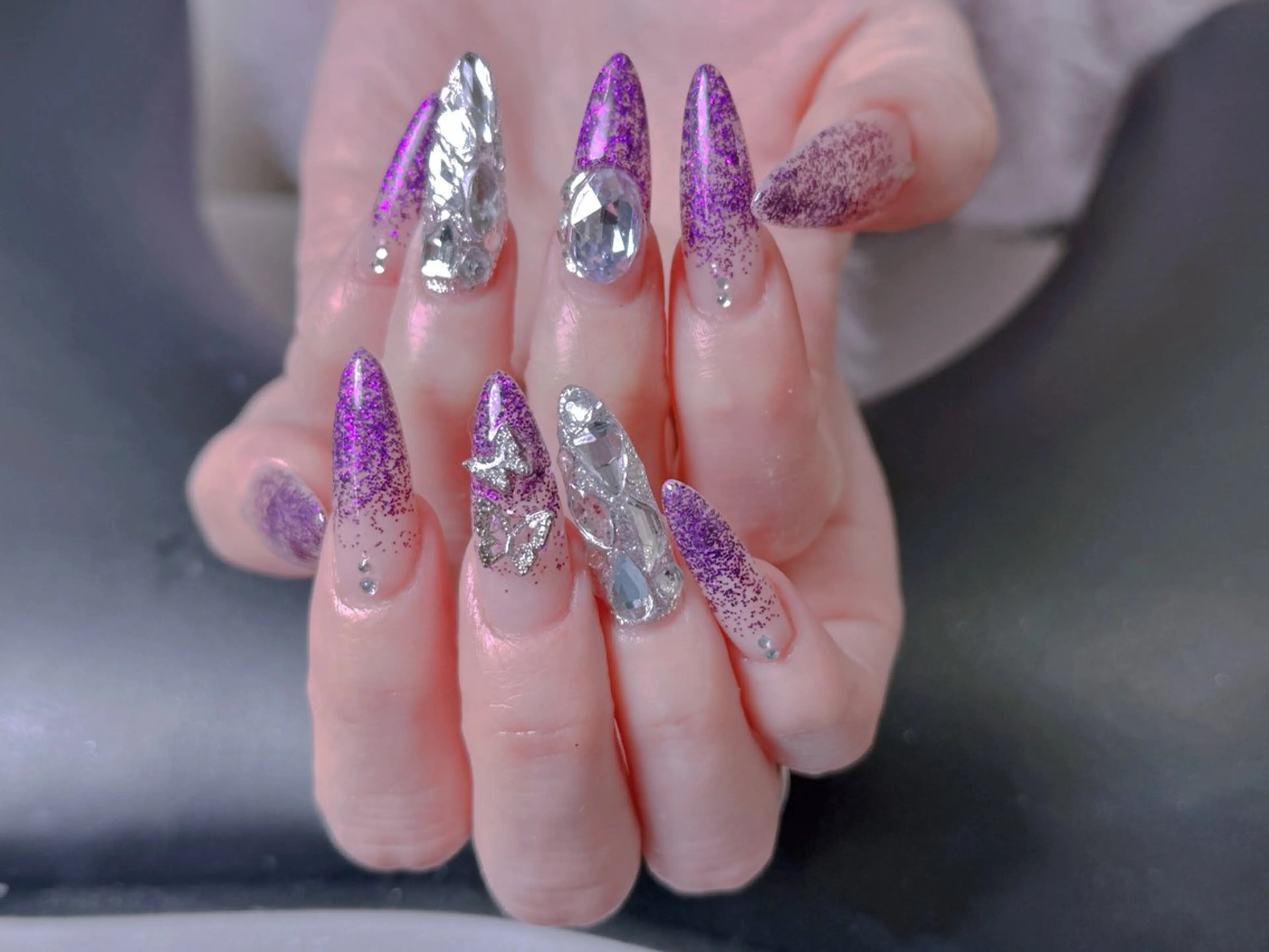 ネイル チークネイル 長さ出し フラッシュネイル フットネイル フレンチネイル ハンドネイル Nail&Eyela sh Nanaのネイルデザイン