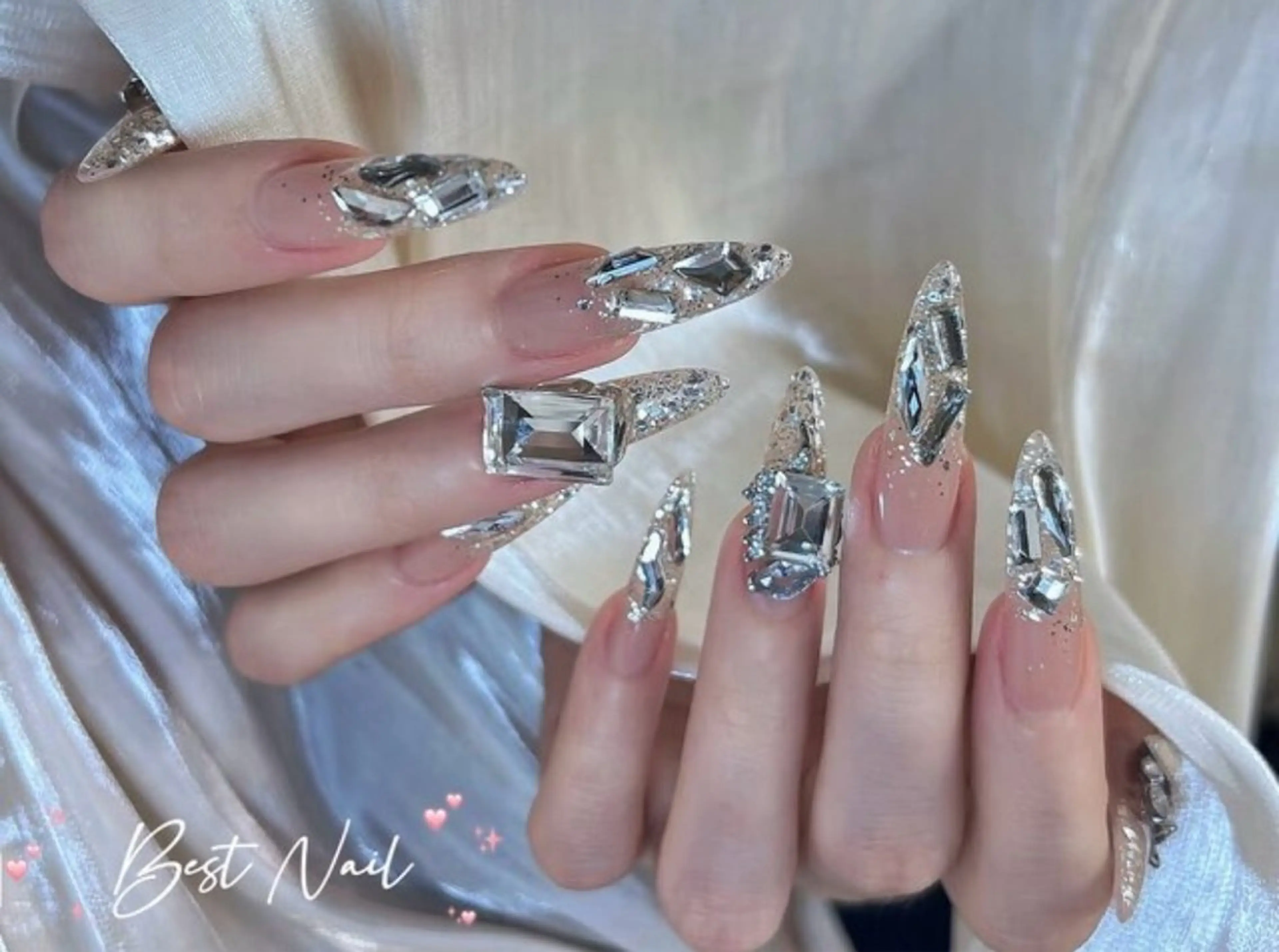 ネイル オーロラネイル クリアネイル 長さ出し ジェルネイル 韓国ネイル ハンドネイル best nailのネイルデザイン