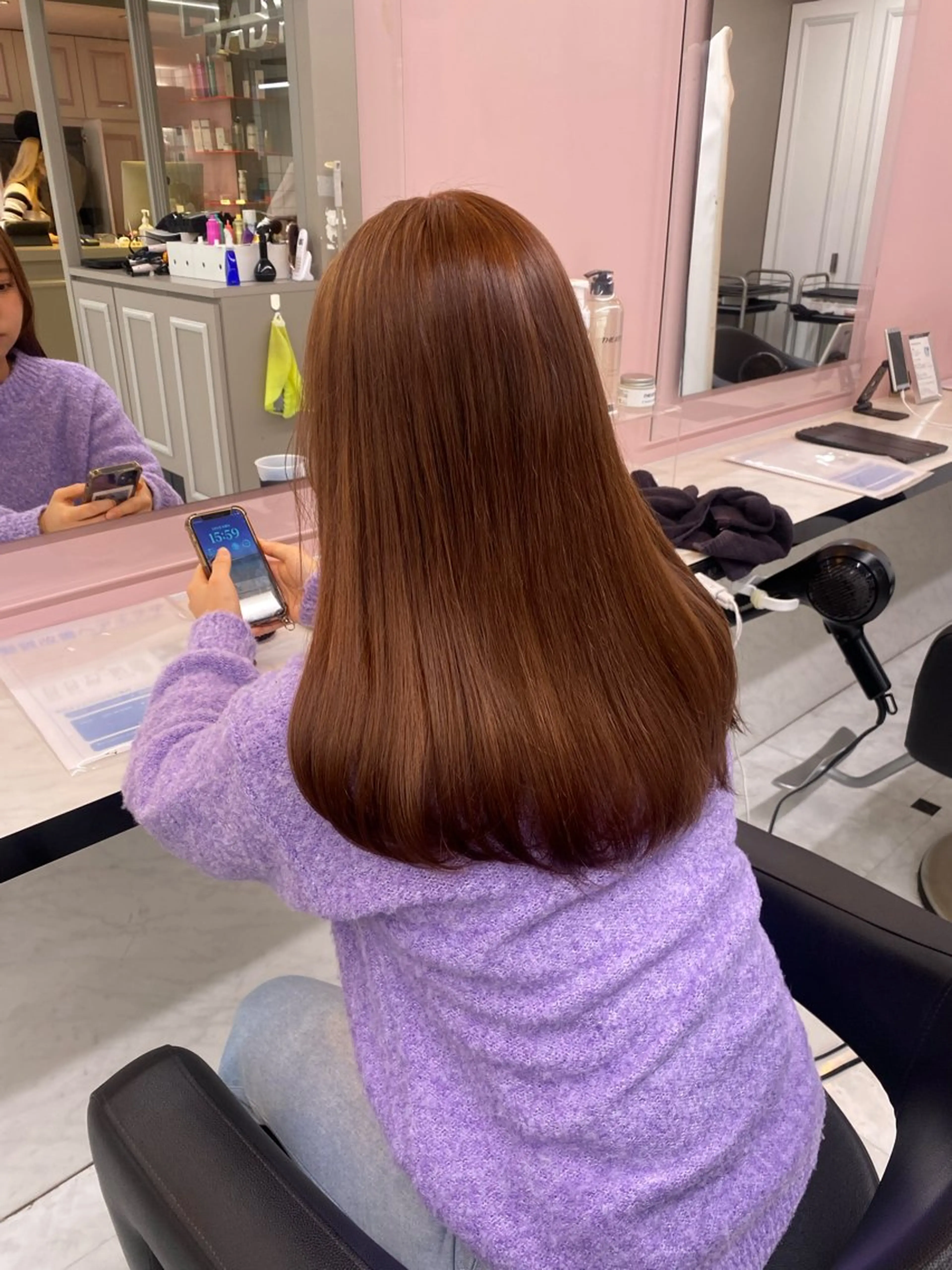 ロング カラー ブラウンカラー ピンクカラー ピンクブラウン ♡ダブルカラー♡ 透明感カラー♡AIのヘアスタイル