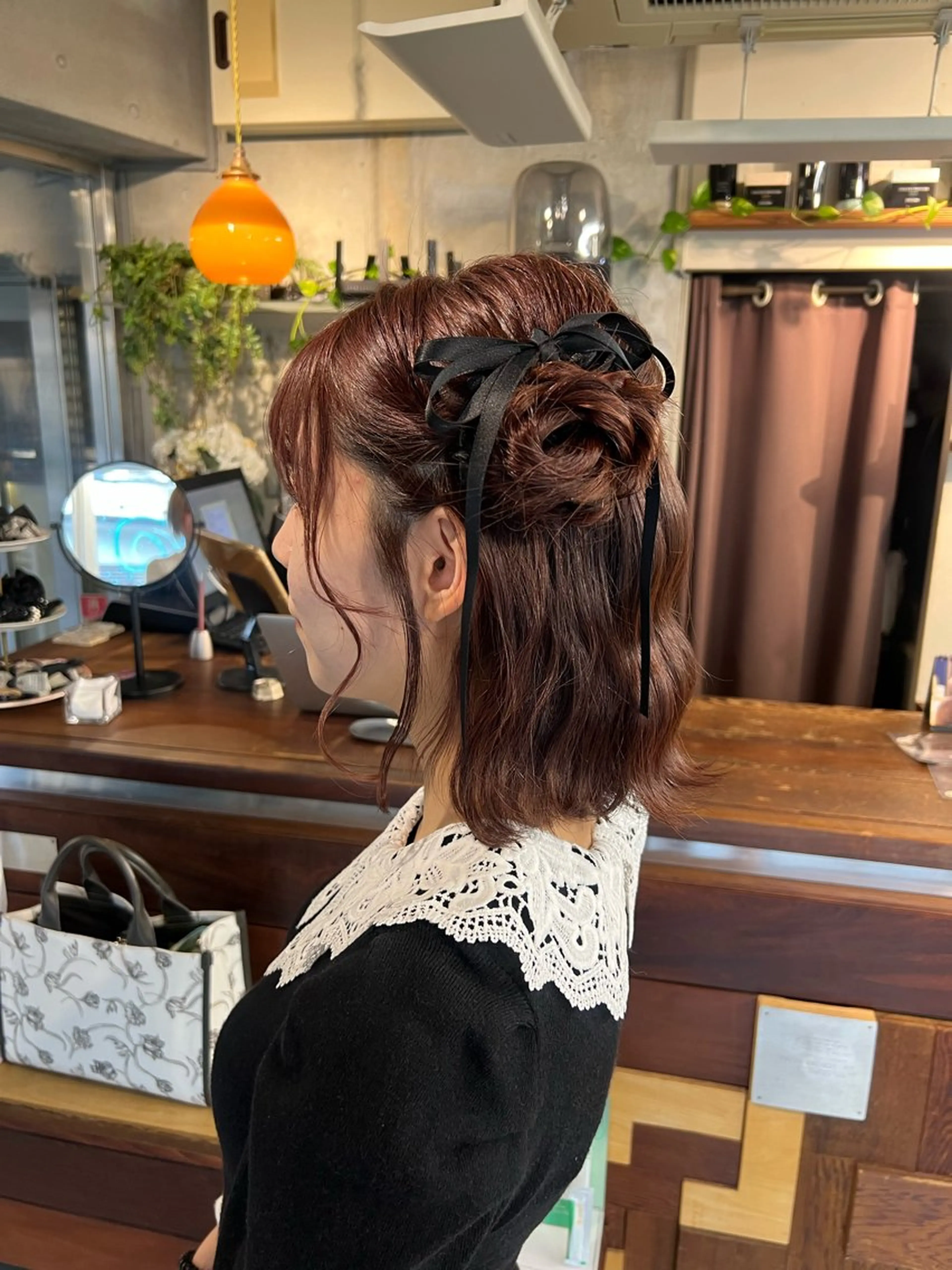 ショート ヘアアレンジ ヘアセット 土田かほ/本日🈳 透明感カラー🍃のヘアスタイル