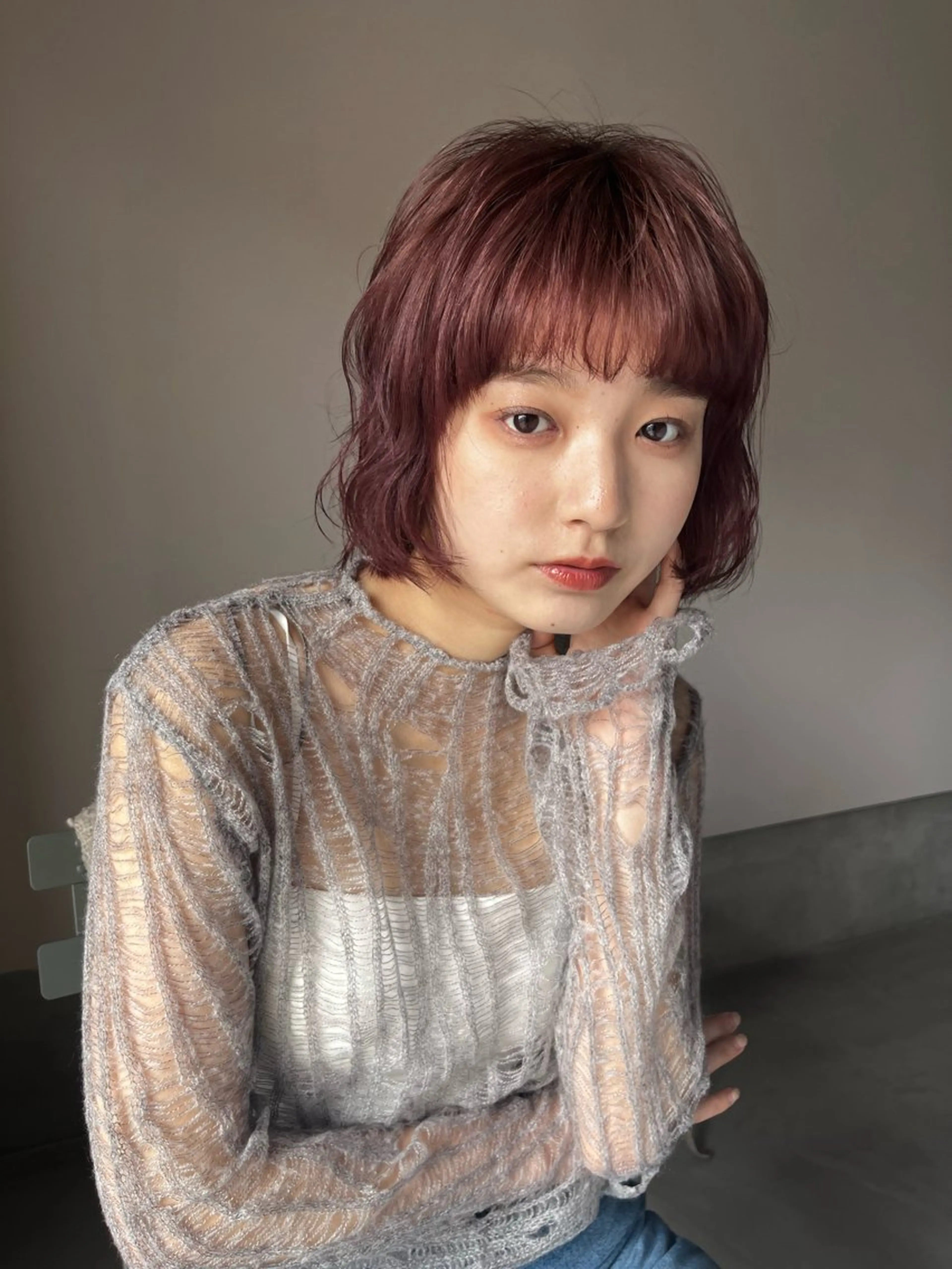 ミディアム カラー ボブ レイヤーカット MINX The pass所属・透明感ケアカラー/ レイヤー/ryokaのヘアスタイル