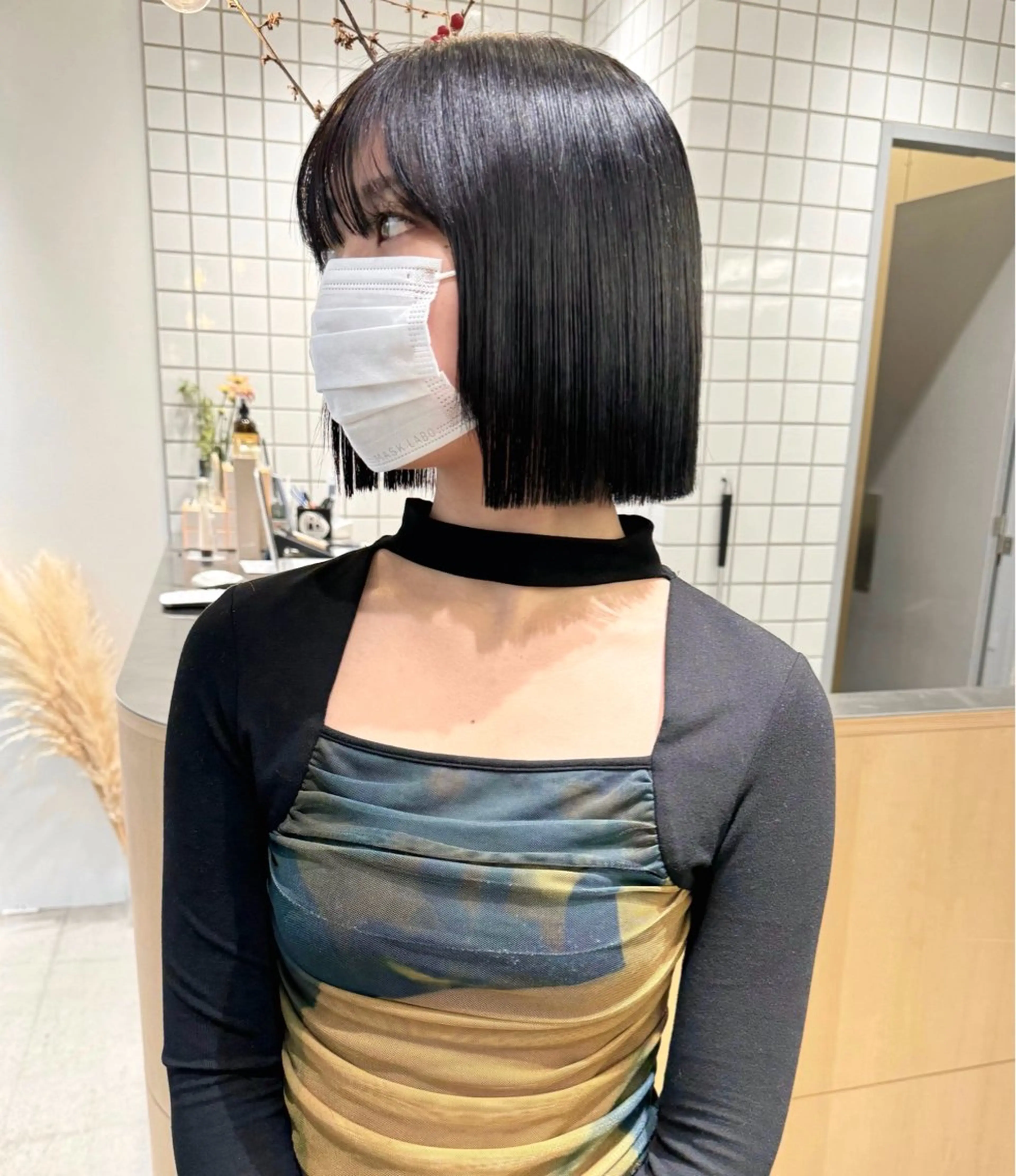 ショート ボブ 顔まわりレイヤー 顔周りカット レイヤーカット 外ハネヘア カット ヘアカラー トリートメント hollo渋谷所属・🇰🇷タッセルボブ /DAIKIのヘアスタイル