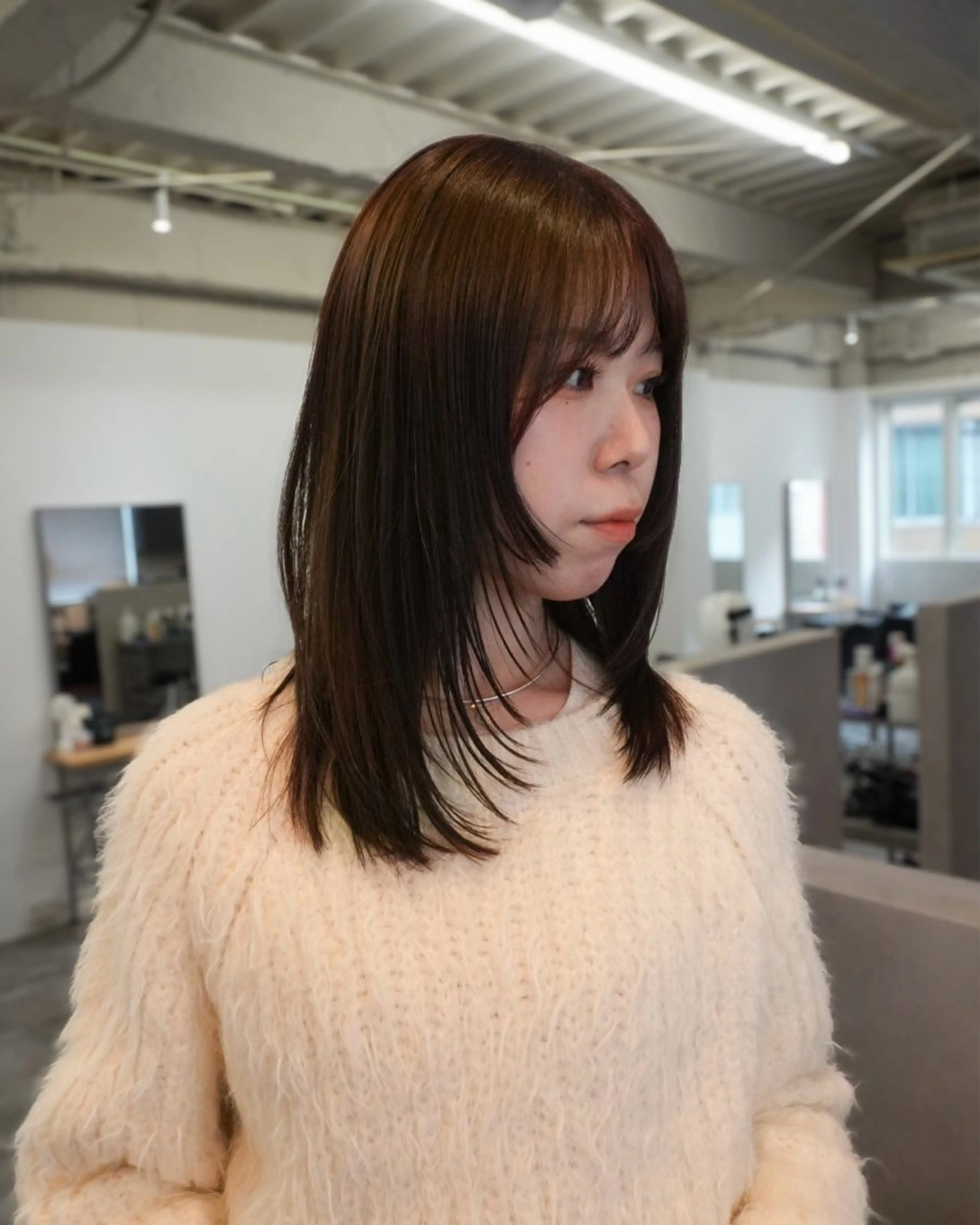 セミロング カラー カット ヘアカラー トリートメント ヒガシ サヨのヘアスタイル