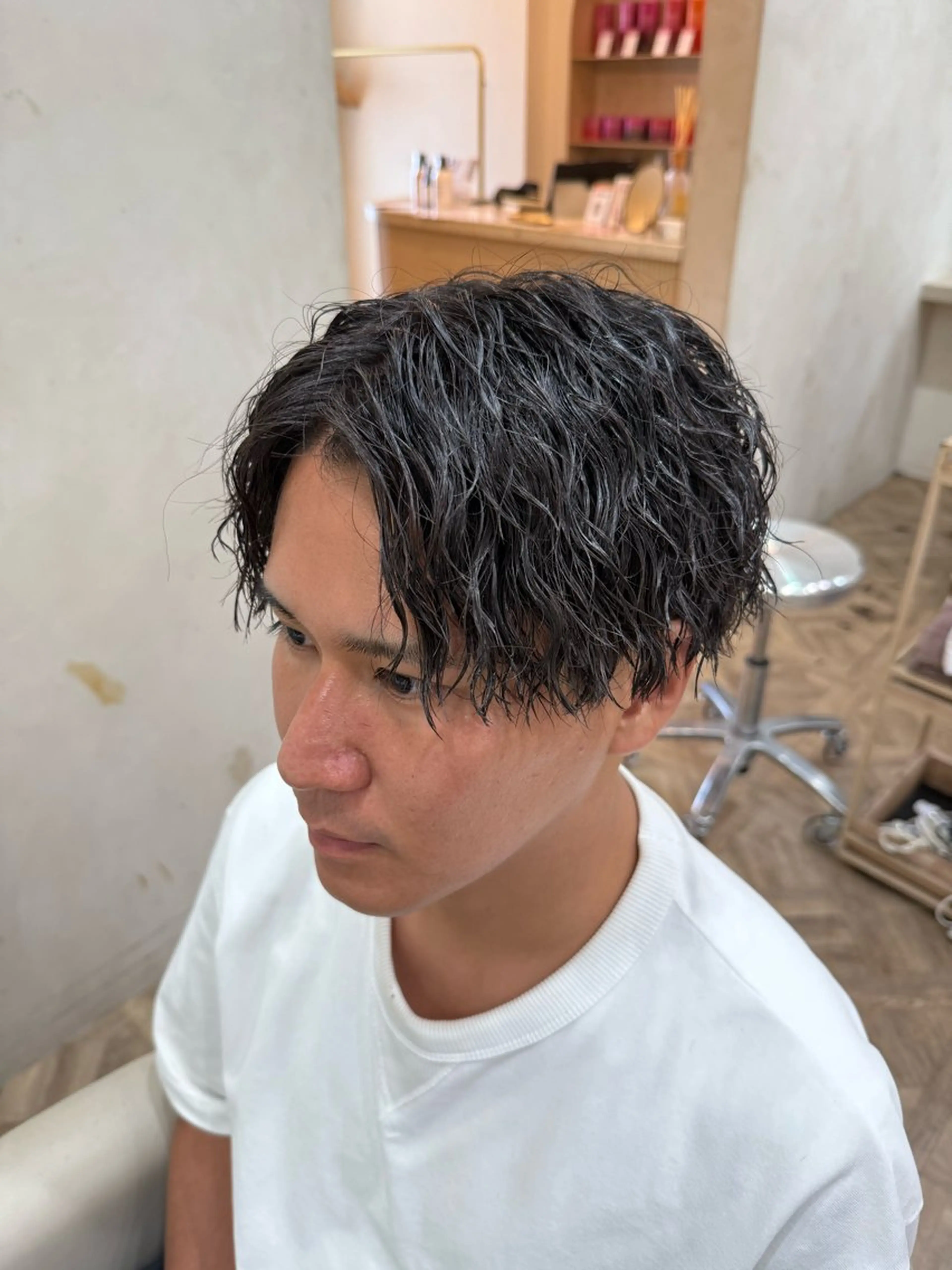 パーマ メンズ センターパート カット パーマ トリートメント 市原亮/名古屋駅/ ツイスパ/波巻きのヘアスタイル