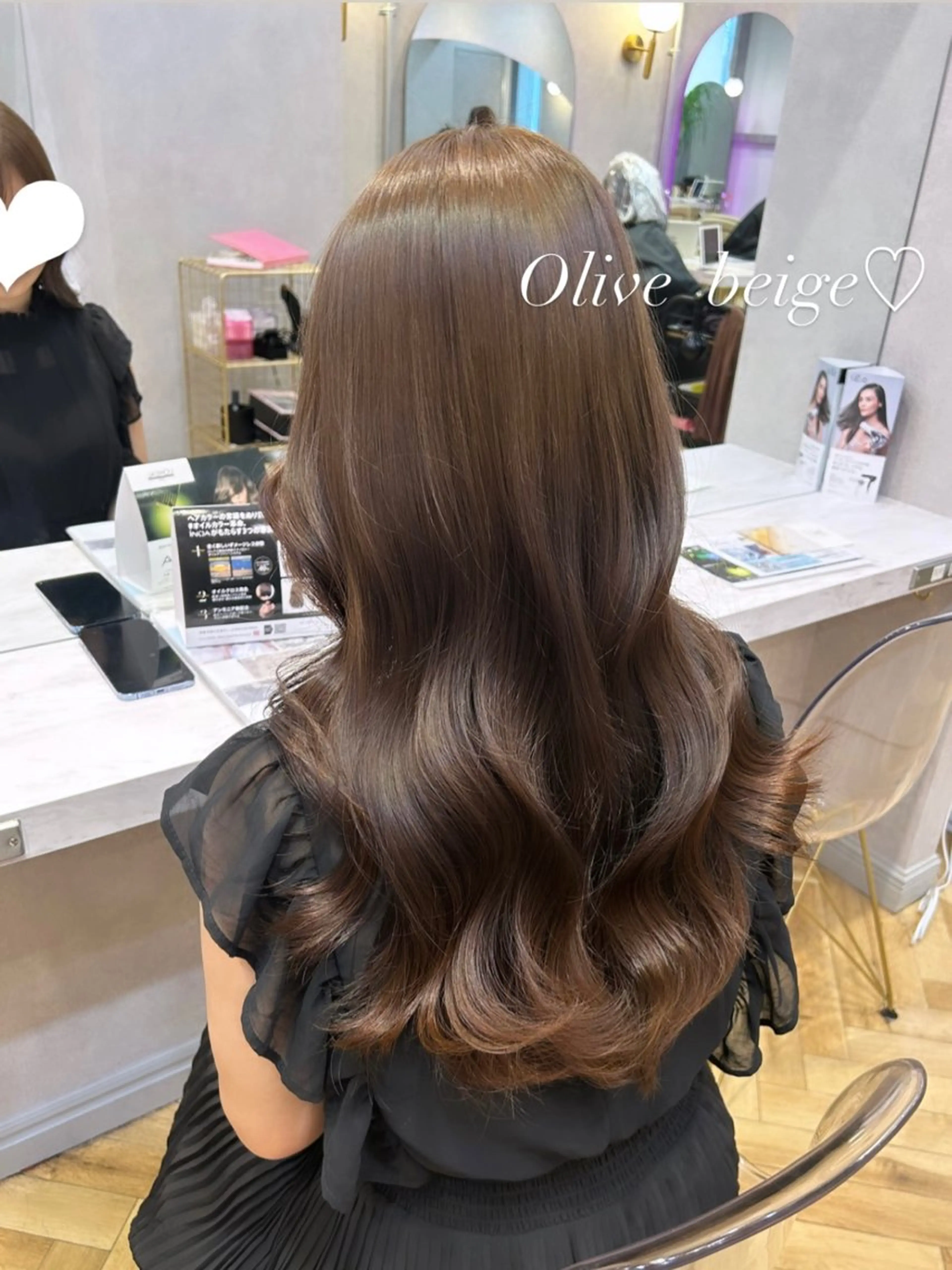 ロング カラー ヘアアレンジ ベージュカラー オリーブベージュ 🩷韓国ヘア/ヨシン モリ🩷Maikaのヘアスタイル