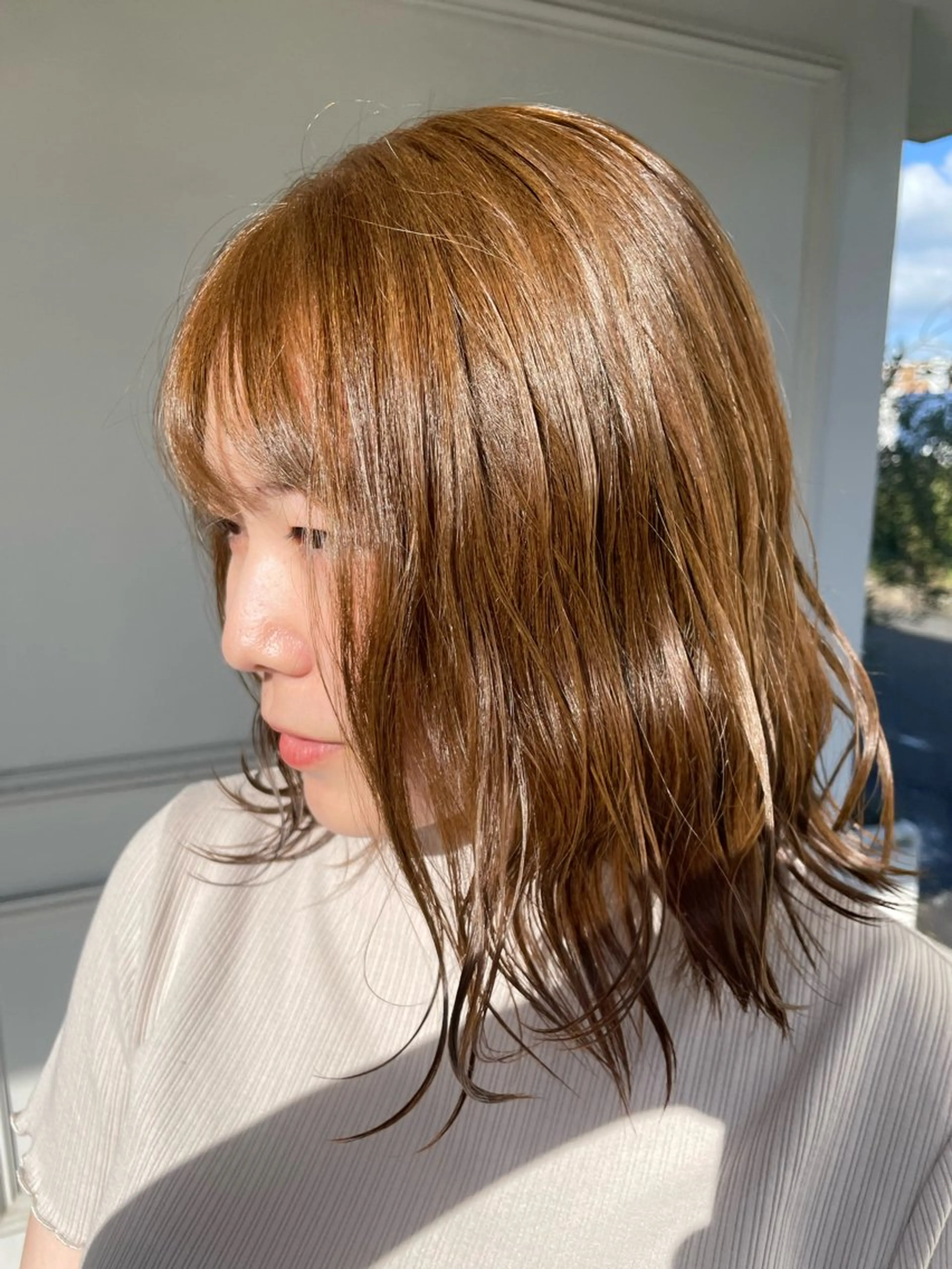 ミディアム カラー ヘアカラー 長岡 香澄のヘアスタイル