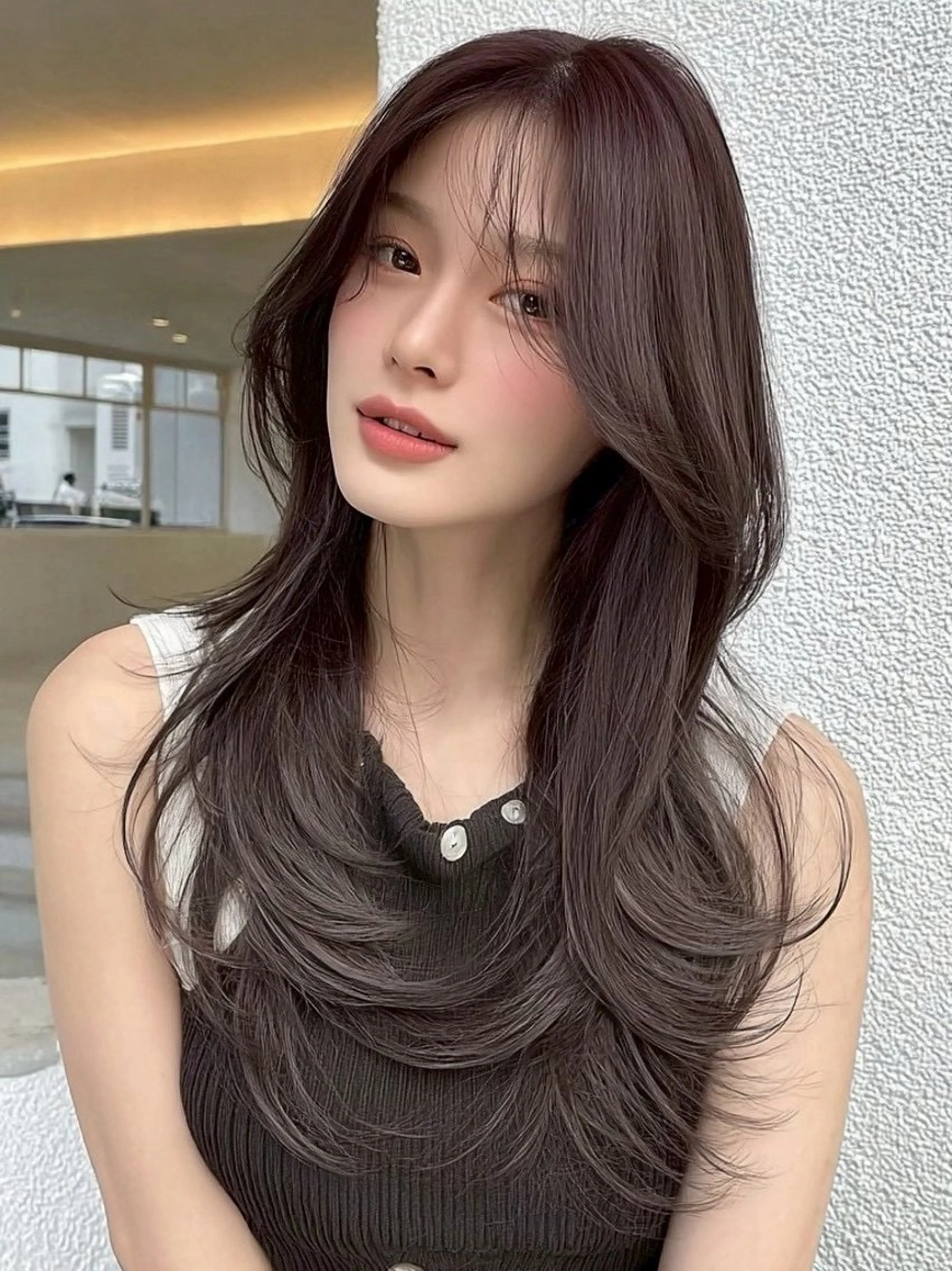 ロング カット ヘアカラー 💜juna💜/高 槻/韓国風のヘアスタイル