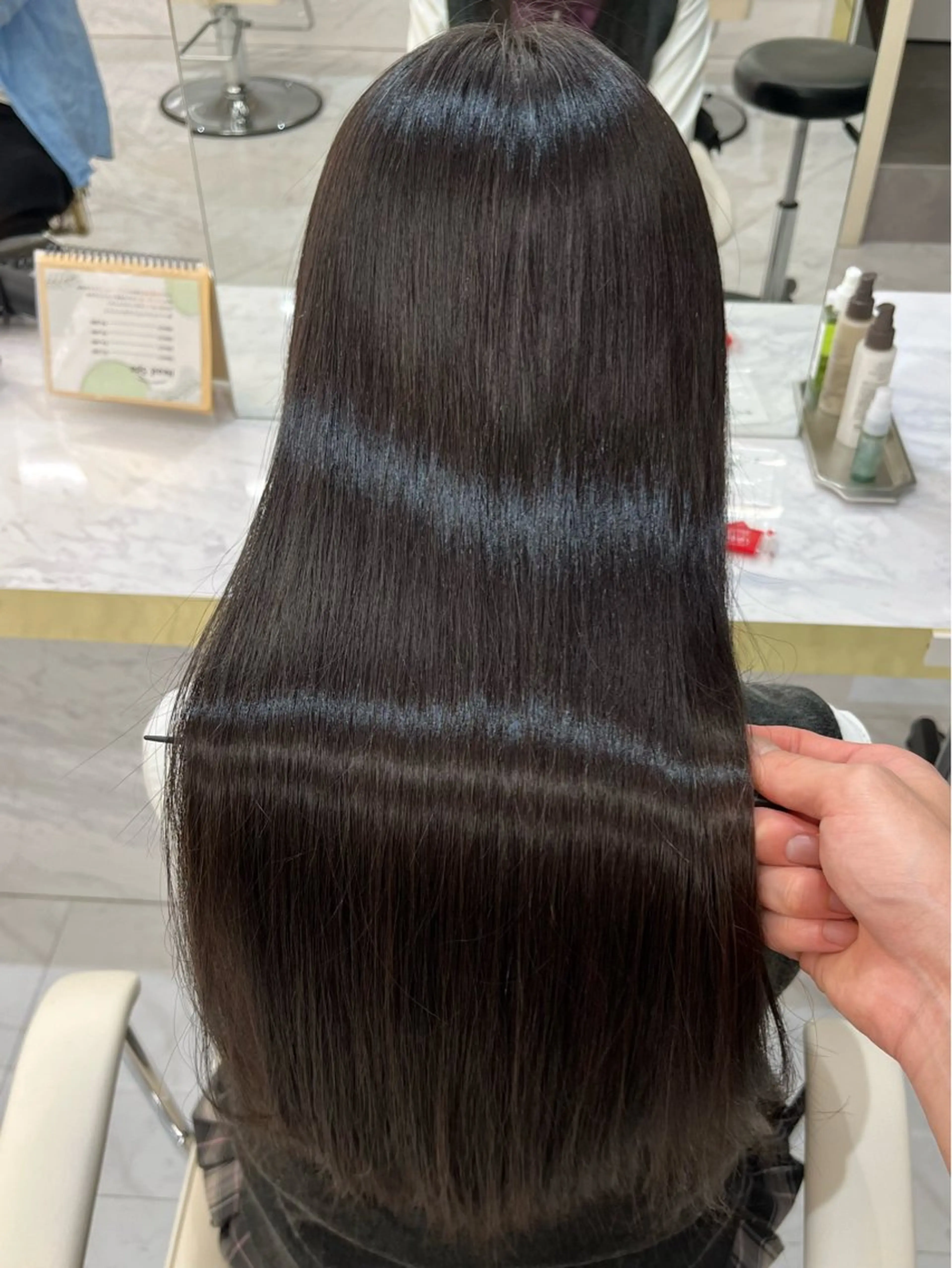 ロング カット ヘアカラー 縮毛矯正 トリートメント 韓国風🫧髪質改善 村上　蒼生のヘアスタイル