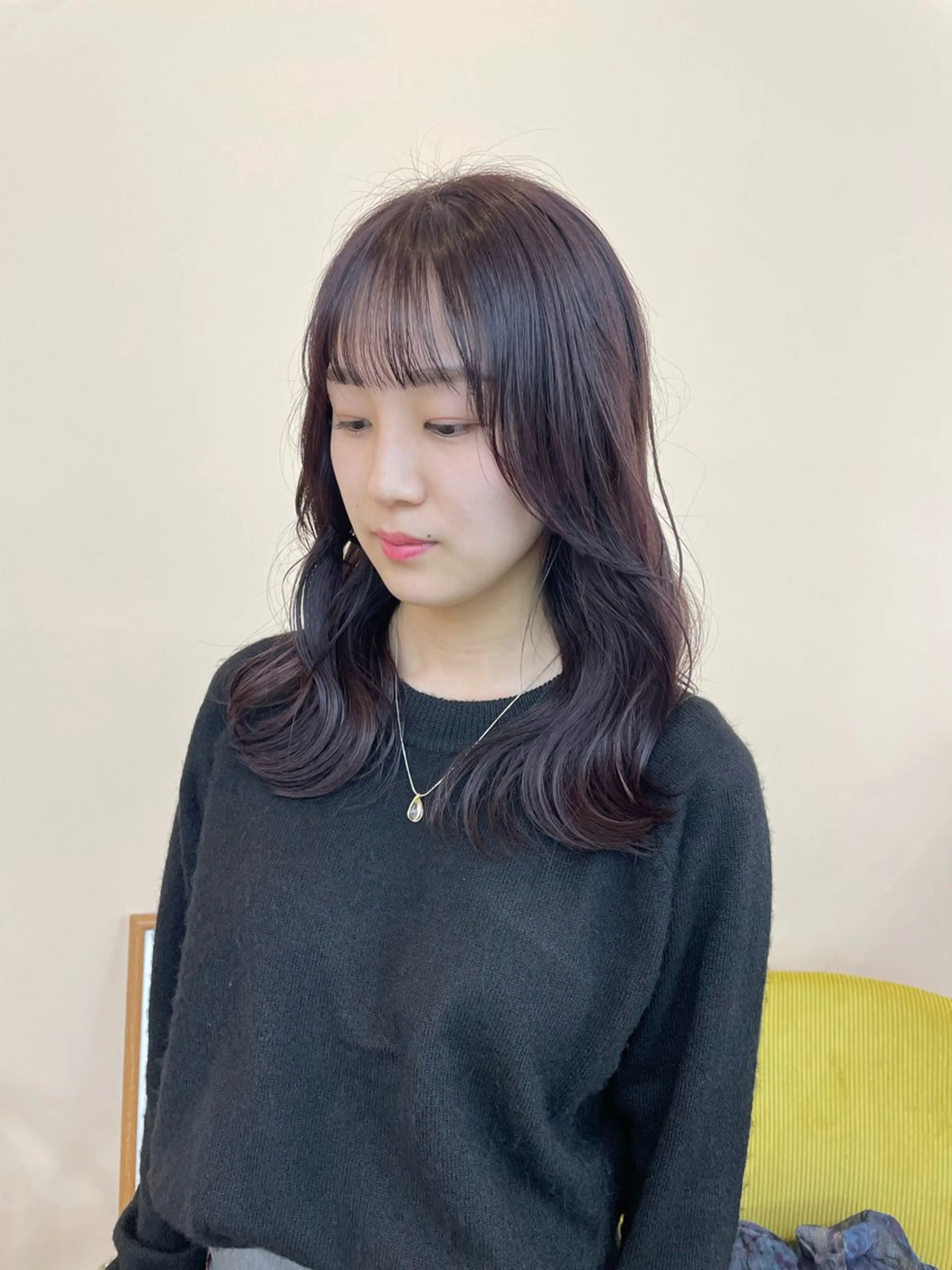 セミロング カラー ブラウンカラー ラベンダーカラー ラベンダーブラウン ヘアカラー ブリーチカラー/ ハイトーン/ゆうあのヘアスタイル