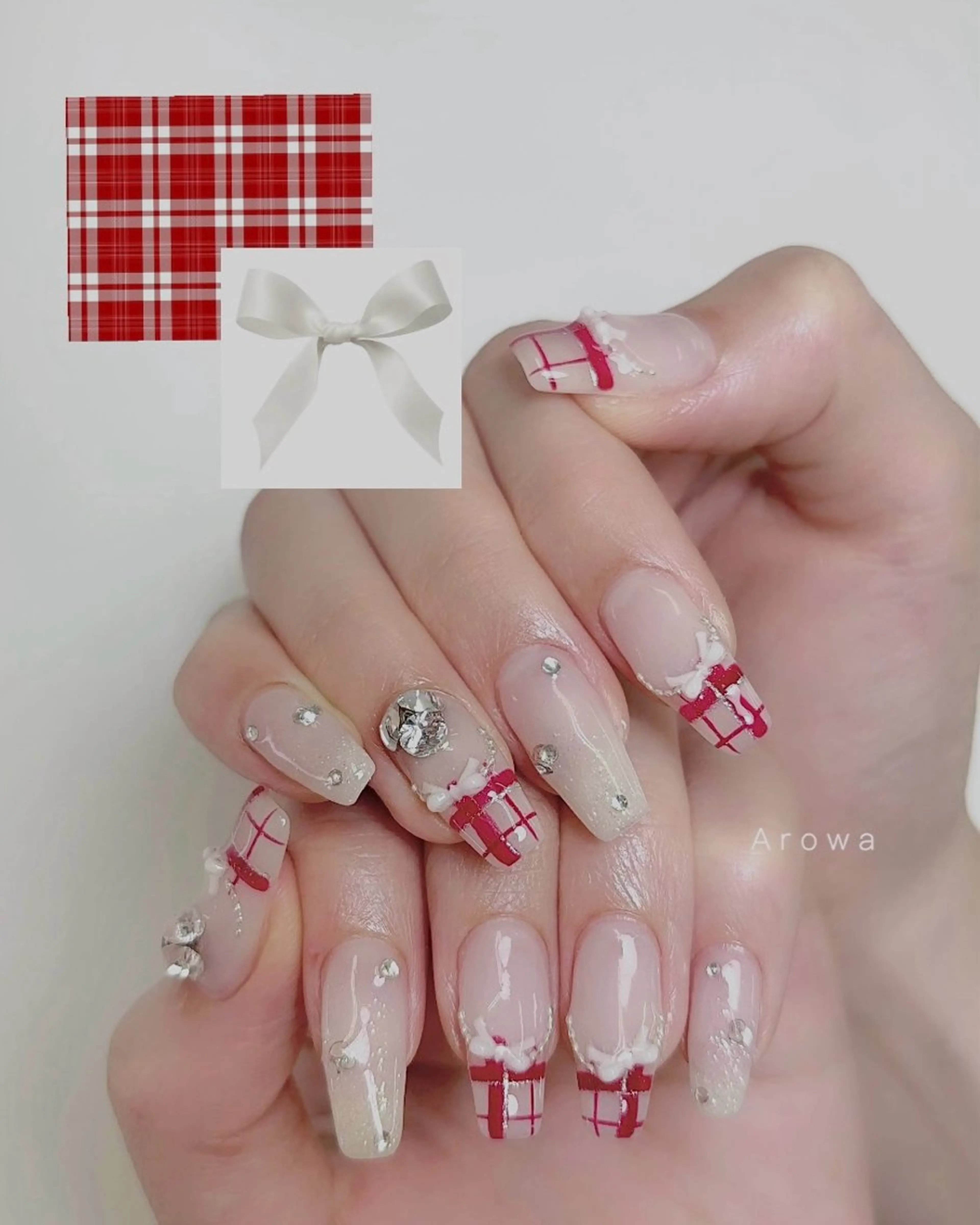 ネイル アートネイル リボン ハンドネイル Arowa 伊田のネイルデザイン