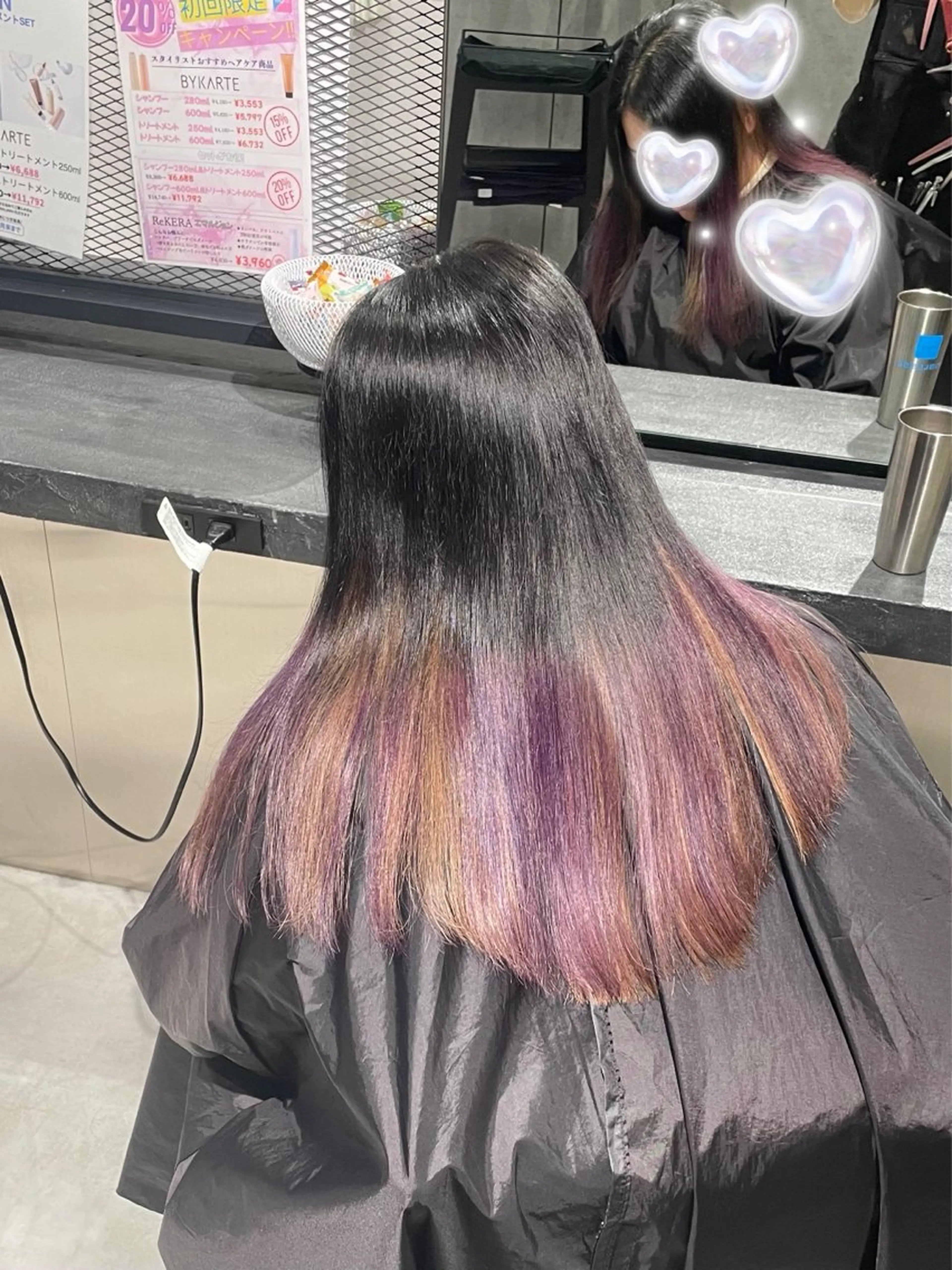 セミロング カラー ベージュカラー デザインカラー ハロウィン ヘアカラー トリートメント 🩷ケアブリーチ /ピンク/れい🩷のヘアスタイル