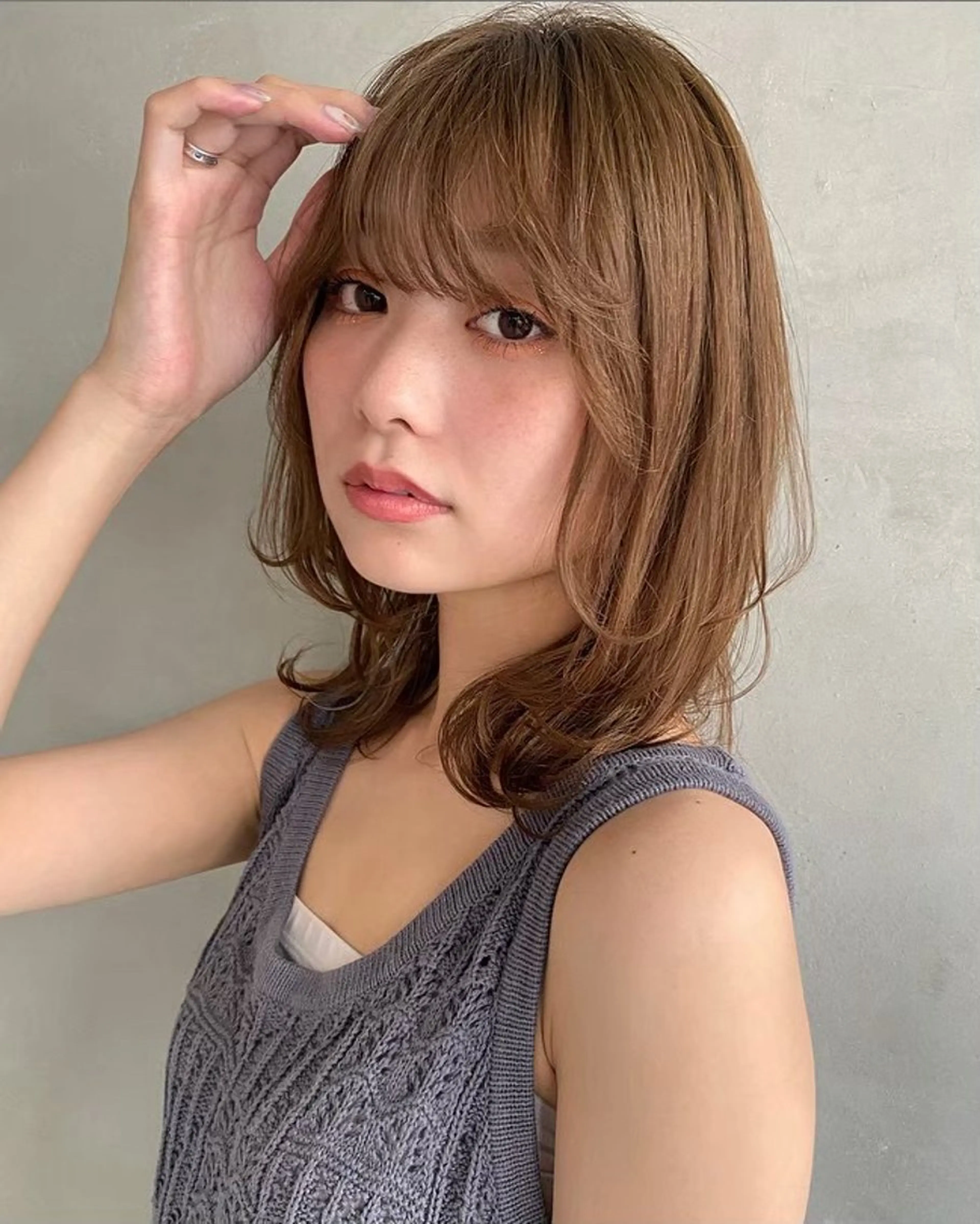ミディアム カラー ヘアアレンジ ヘアカラー トリートメント ヘッドスパ ヘアセット 🤎垢抜けベージュ カラー🤎ハヤトのヘアスタイル