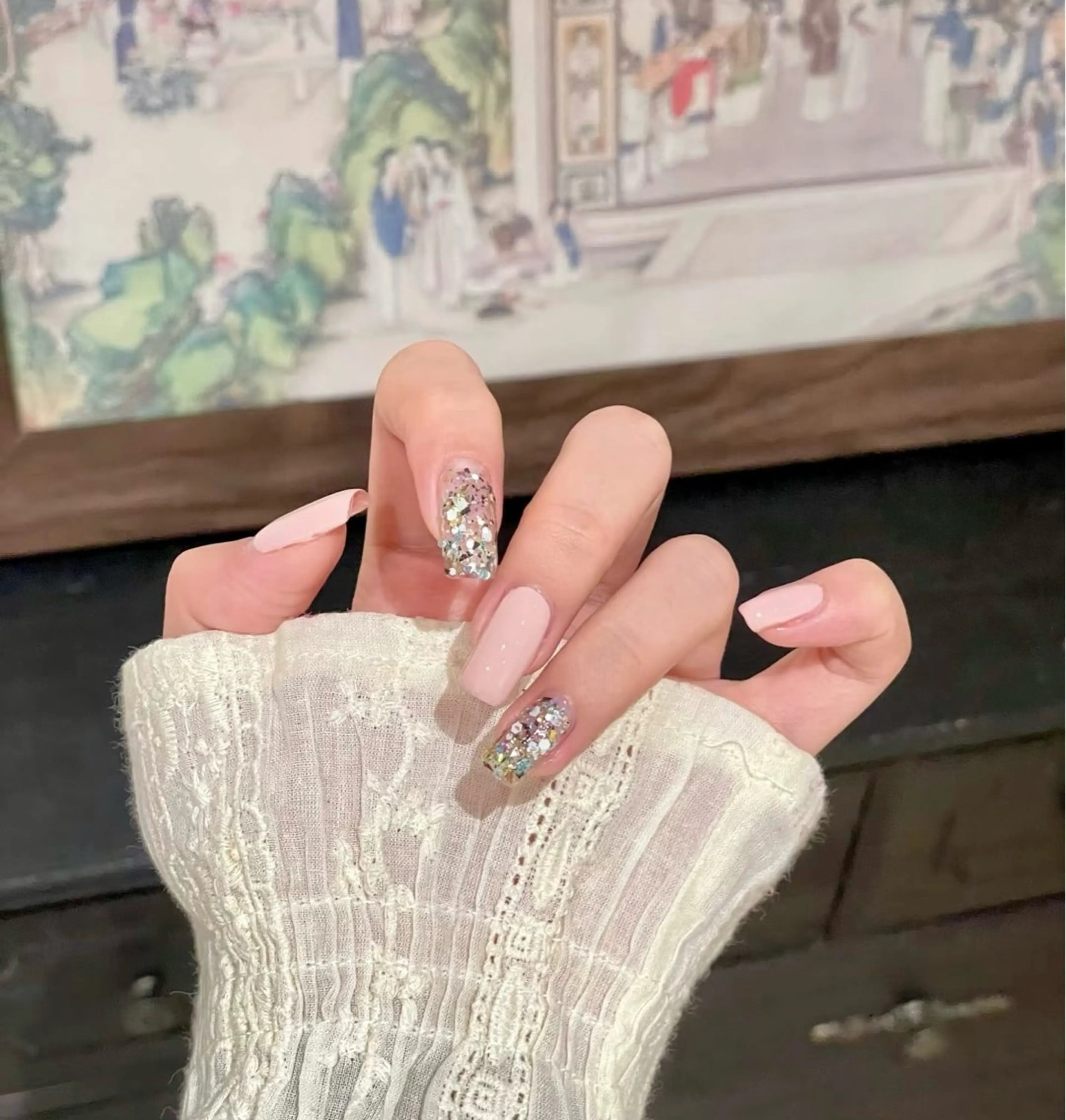 自爪ワンカラー+ラメ2本の写真