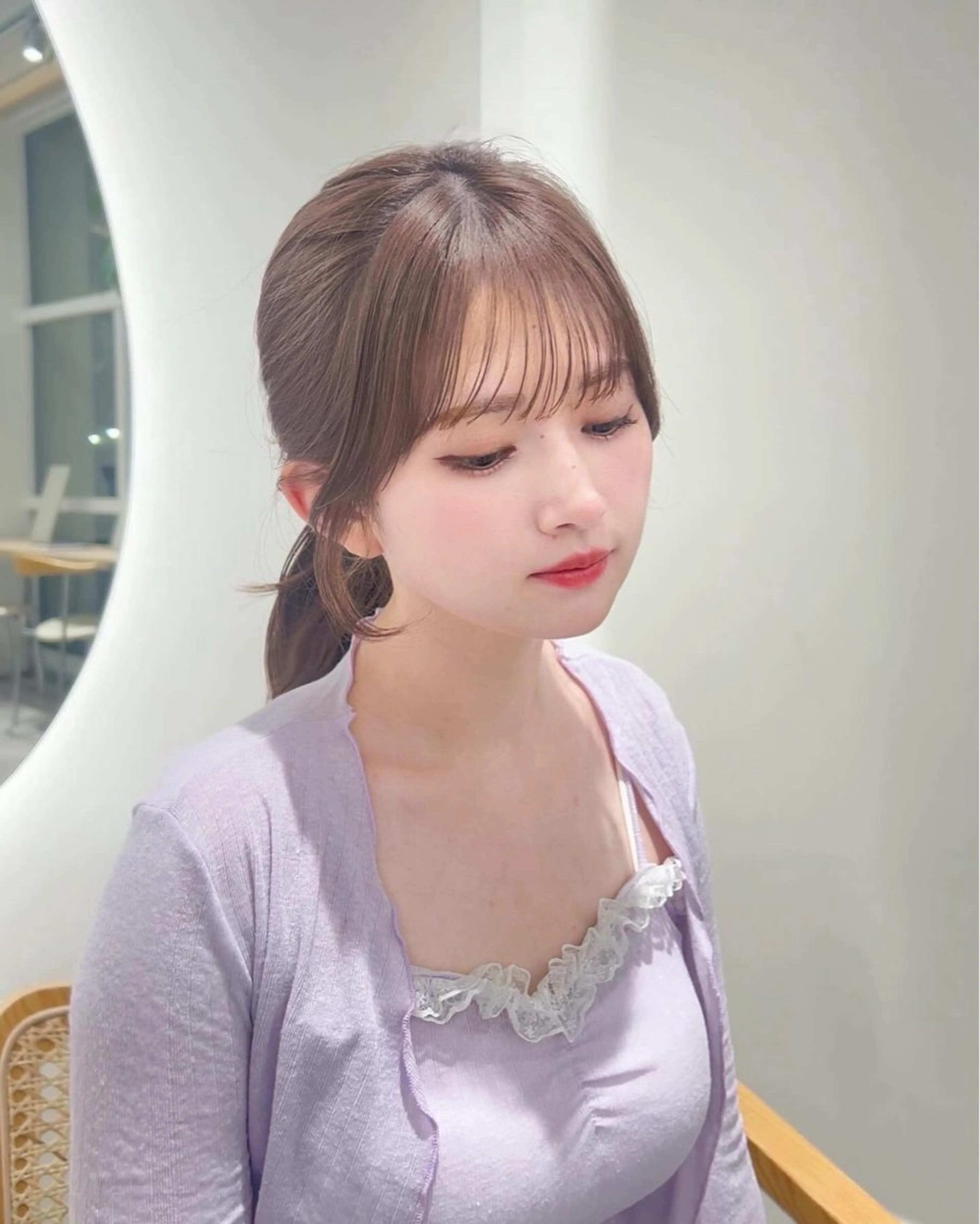 ロング カラー 顔周りカット ミディアムヘア Chifumiのヘアスタイル