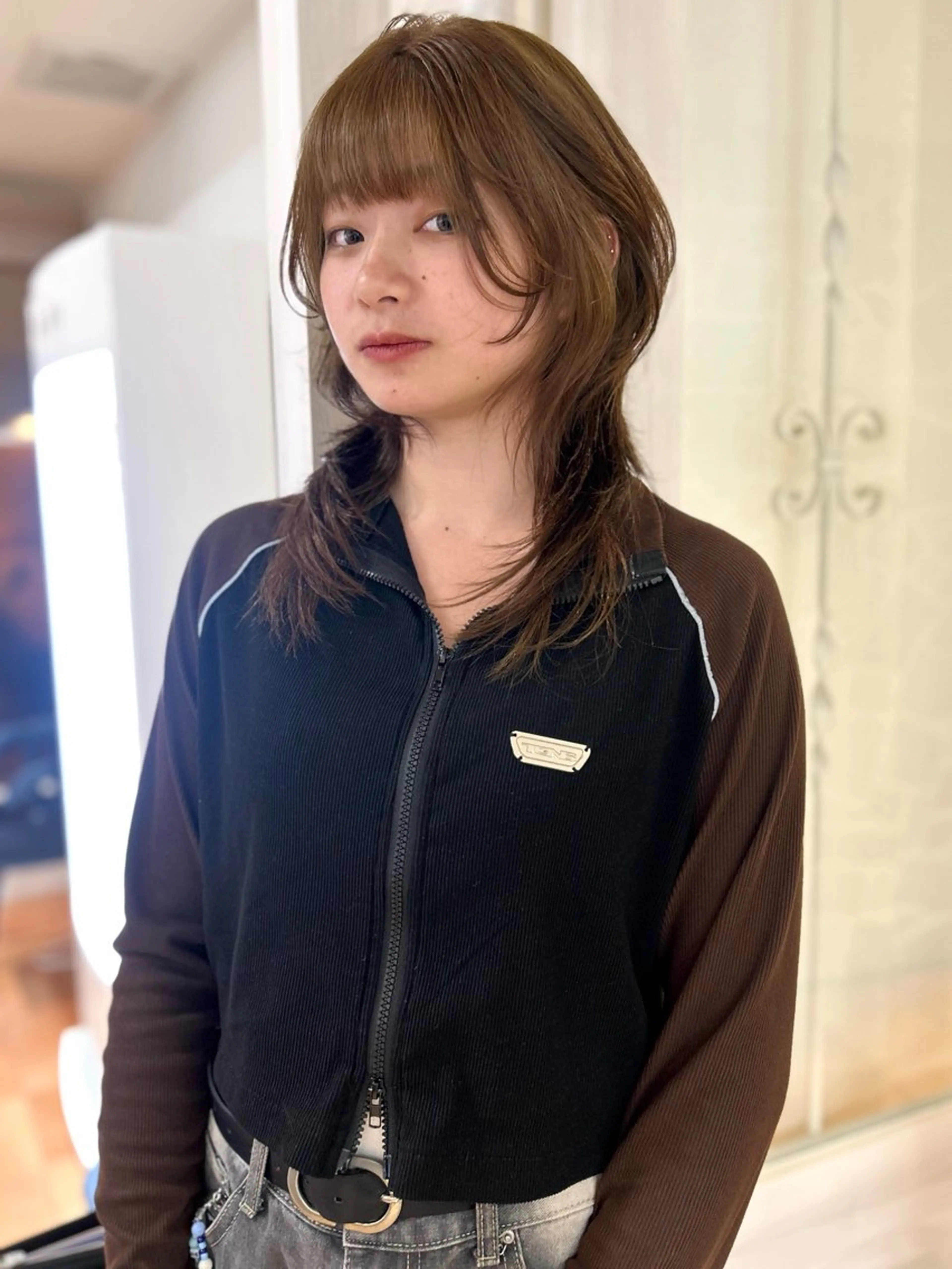 ミディアム カラー ベージュカラー レイヤーカット ウルフカット ウルフレイヤー カット ヘアカラー トリートメント CIEL 難波店所属・🎀透明感/レイヤ ー/Kotona🎀のヘアスタイル