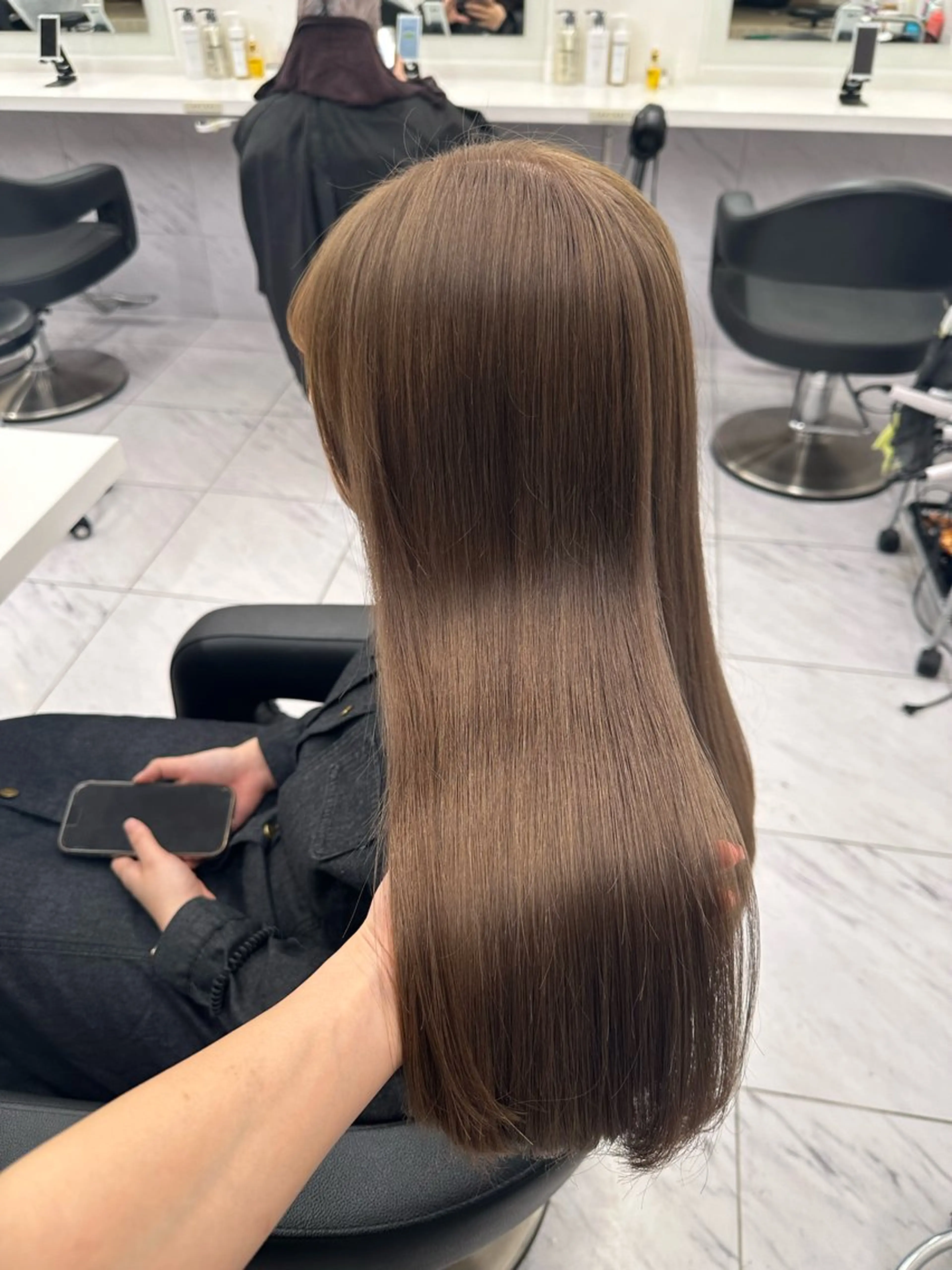 ロング カラー ベージュカラー 黒髪 ブリーチ ブルーカラー ブルーブラック 🪞ハイトーン🪞 🤍waka🤍のヘアスタイル