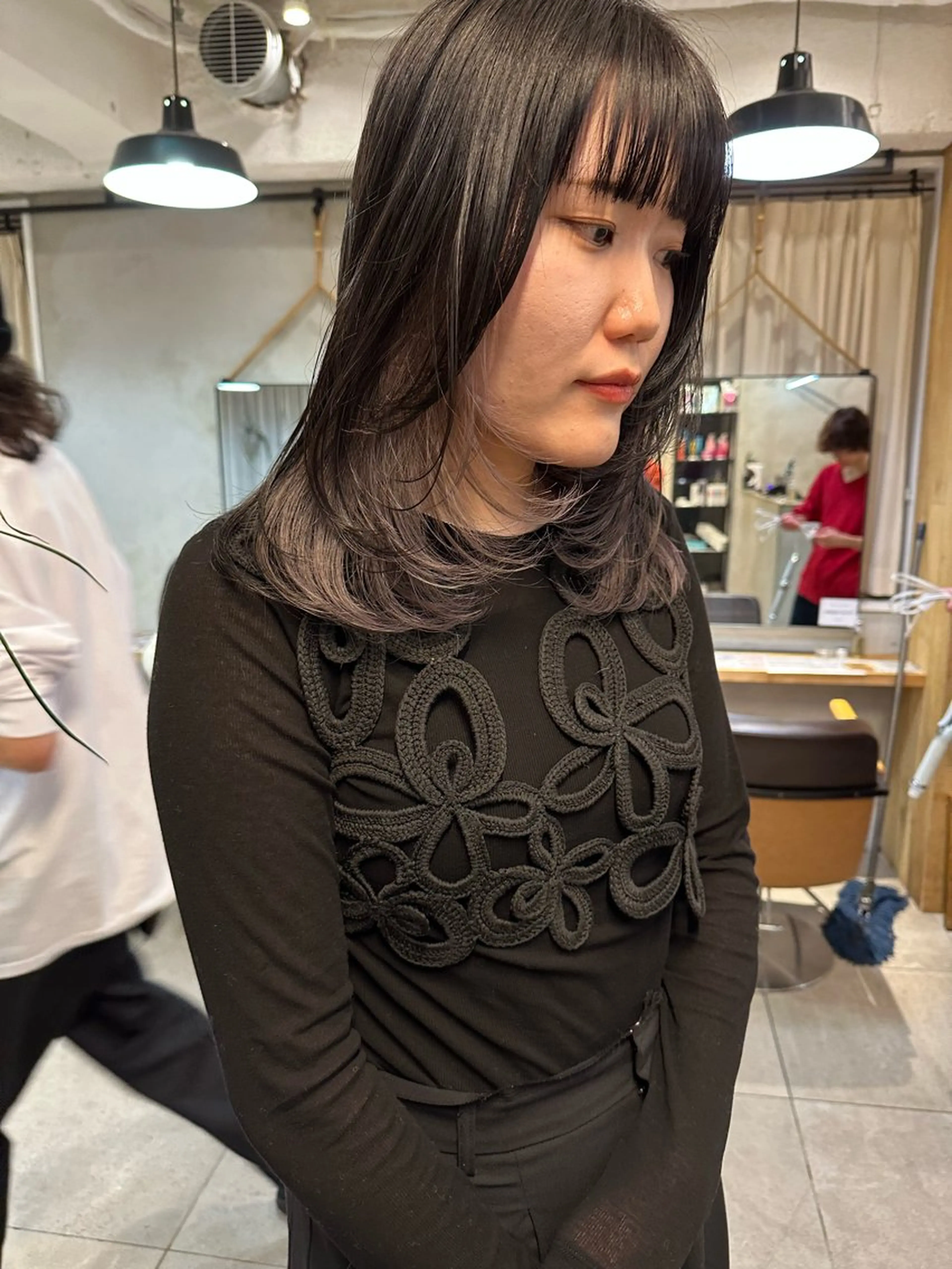 ミディアム カラー ブリーチ ハイトーンカラー ブリーチなしカラー ボブ ヘアカラー REINA☁️透明感 カラー/ぷつっと♡のヘアスタイル