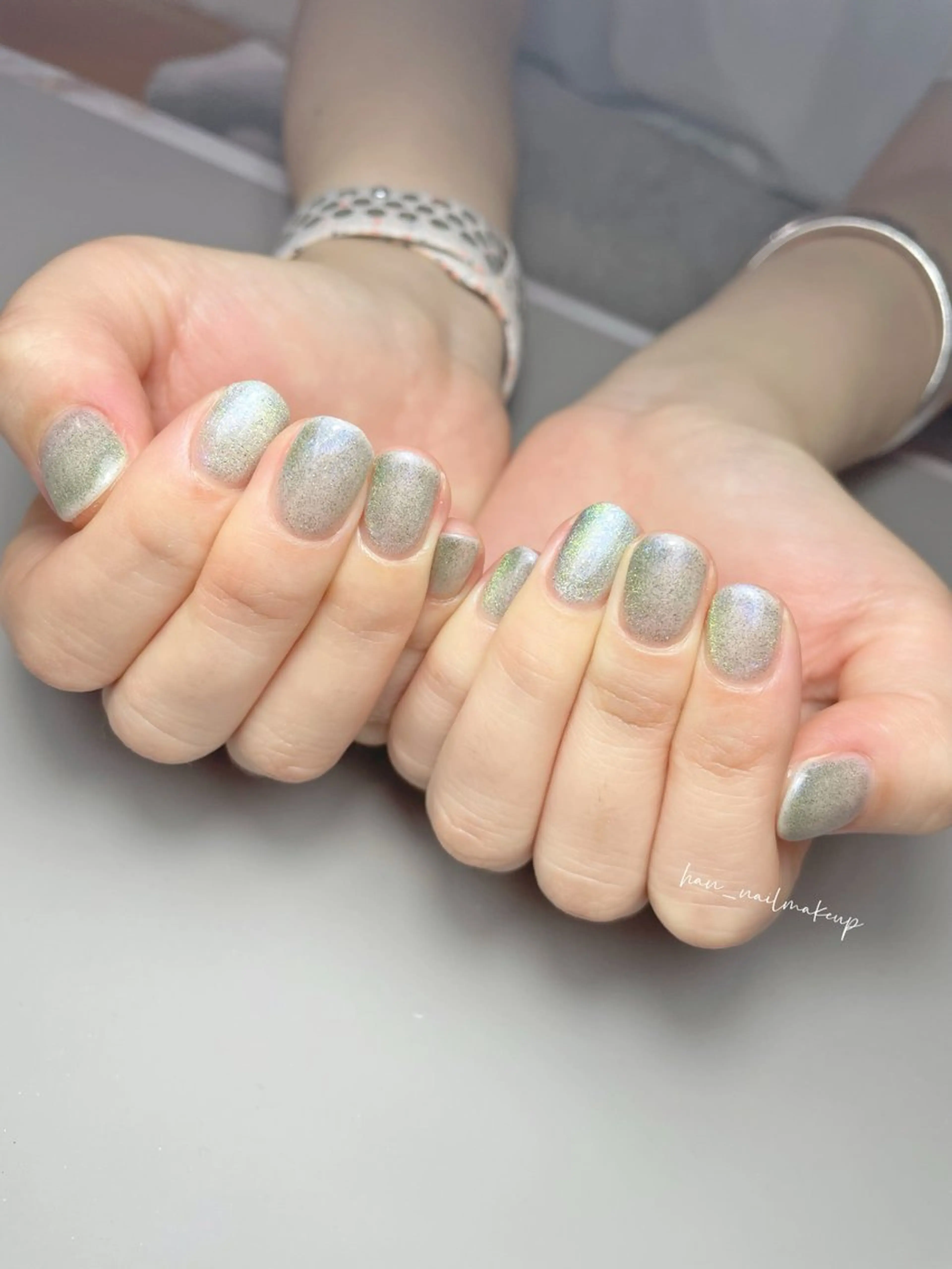ネイル グリーン マグネットネイル ハンドネイル Han Nail 【y&m】のネイルデザイン