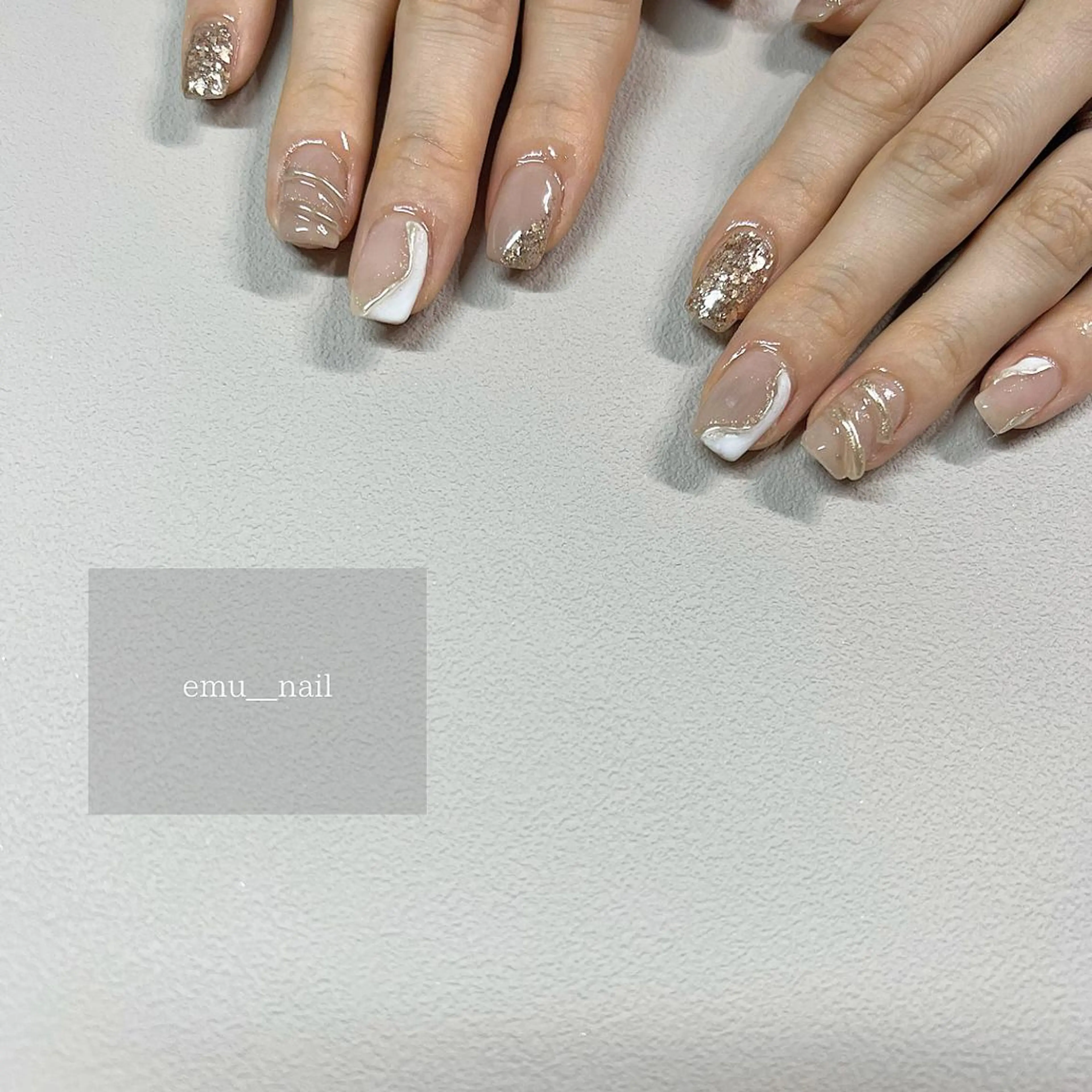 ネイル スクエアネイル ブライダルネイル emu nailのネイルデザイン