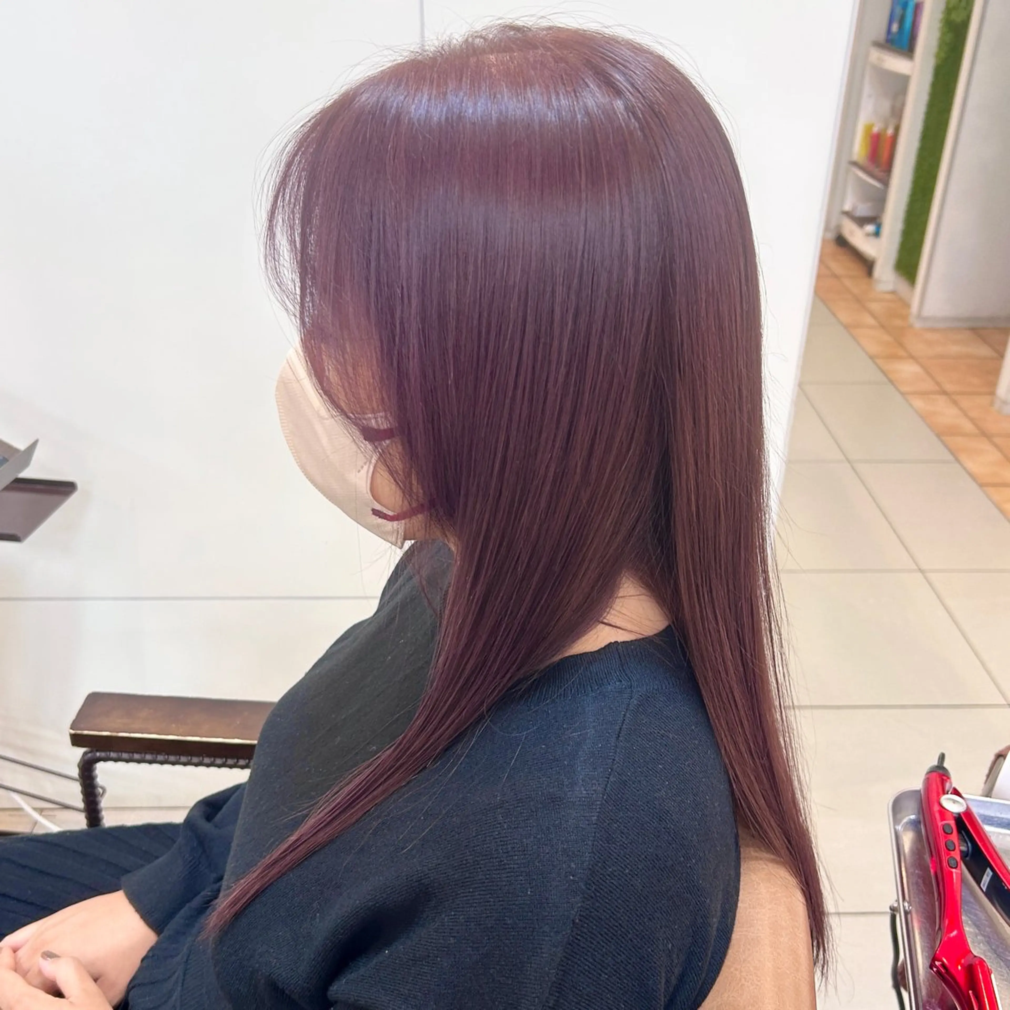 カラー ブリーチ ボルドーカラー ブリーチなしカラー ヘアカラー 栄 こずえのヘアスタイル