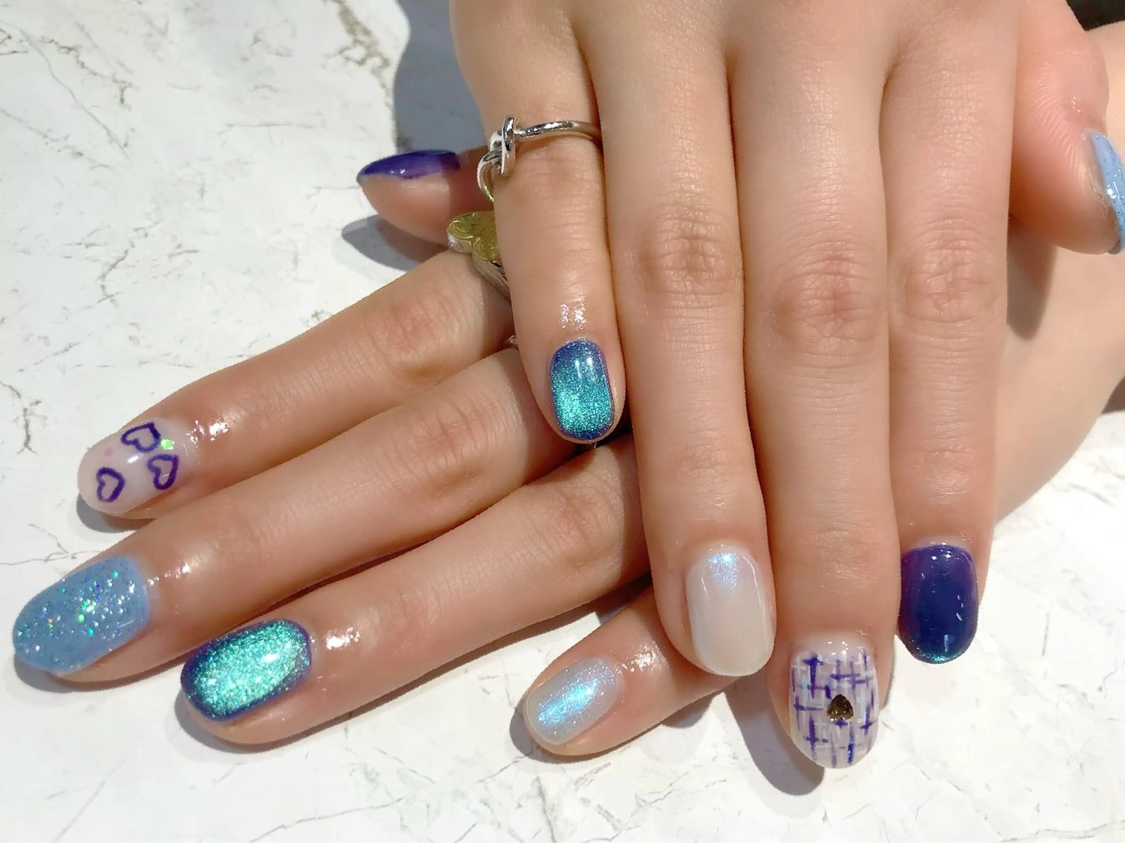 ネイル ブルー ハンドネイル ROCCO nailのネイルデザイン