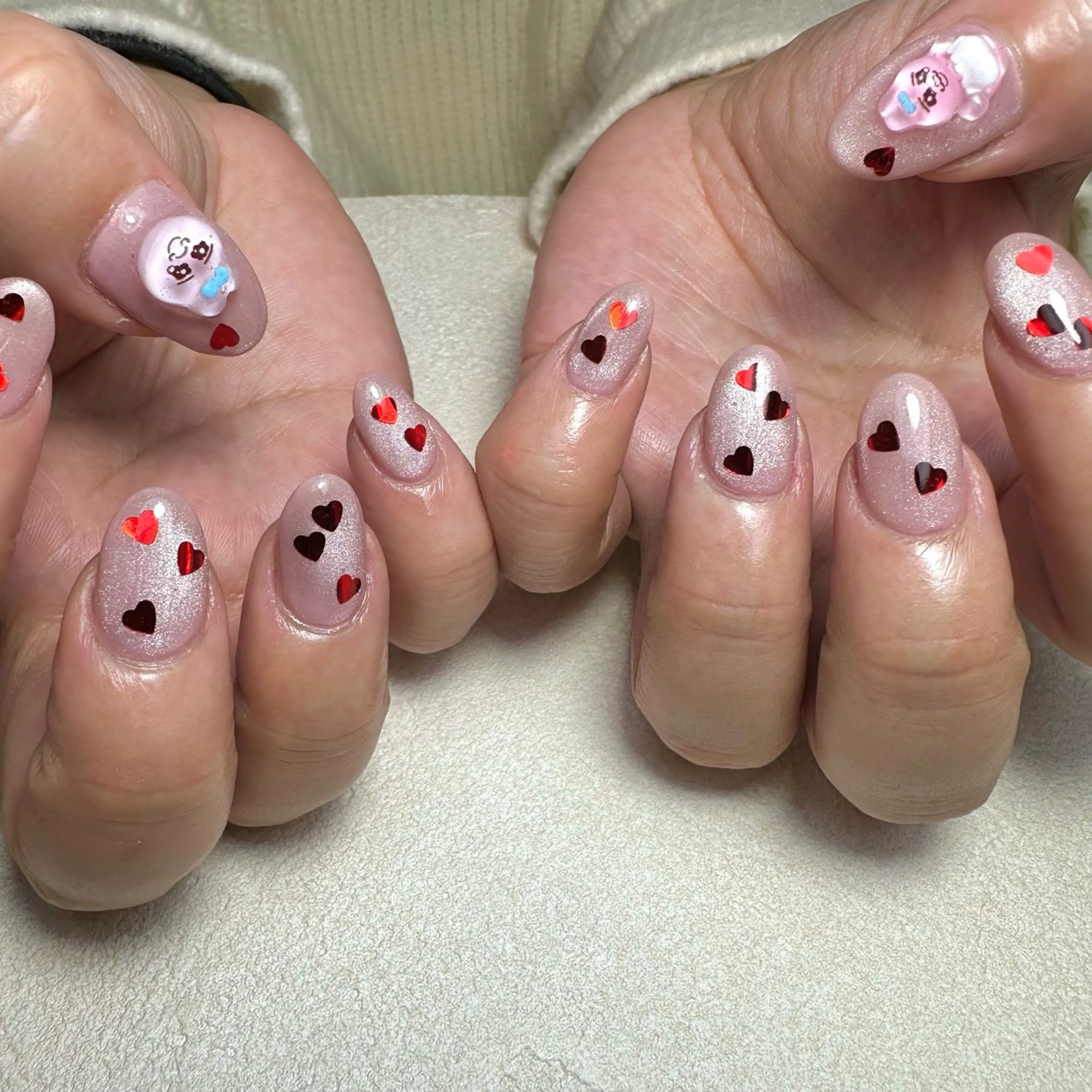 ネイル ハート ハンドネイル フットネイル GéRanium Harukaのネイルデザイン