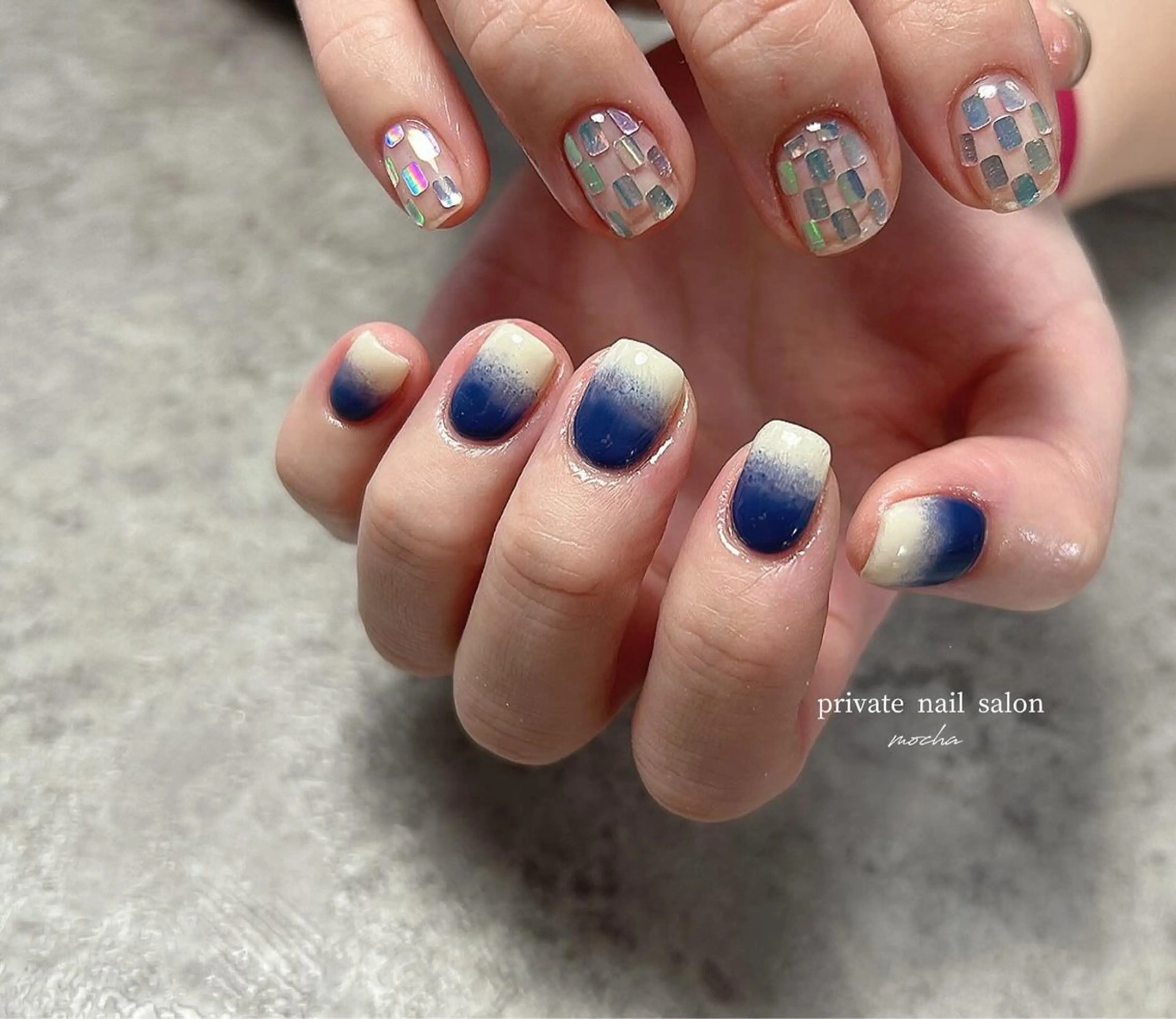 ネイル カジュアル フレンチネイル マグネットネイル ミラーネイル ニュアンスネイル ハンドネイル mocha nailのネイルデザイン