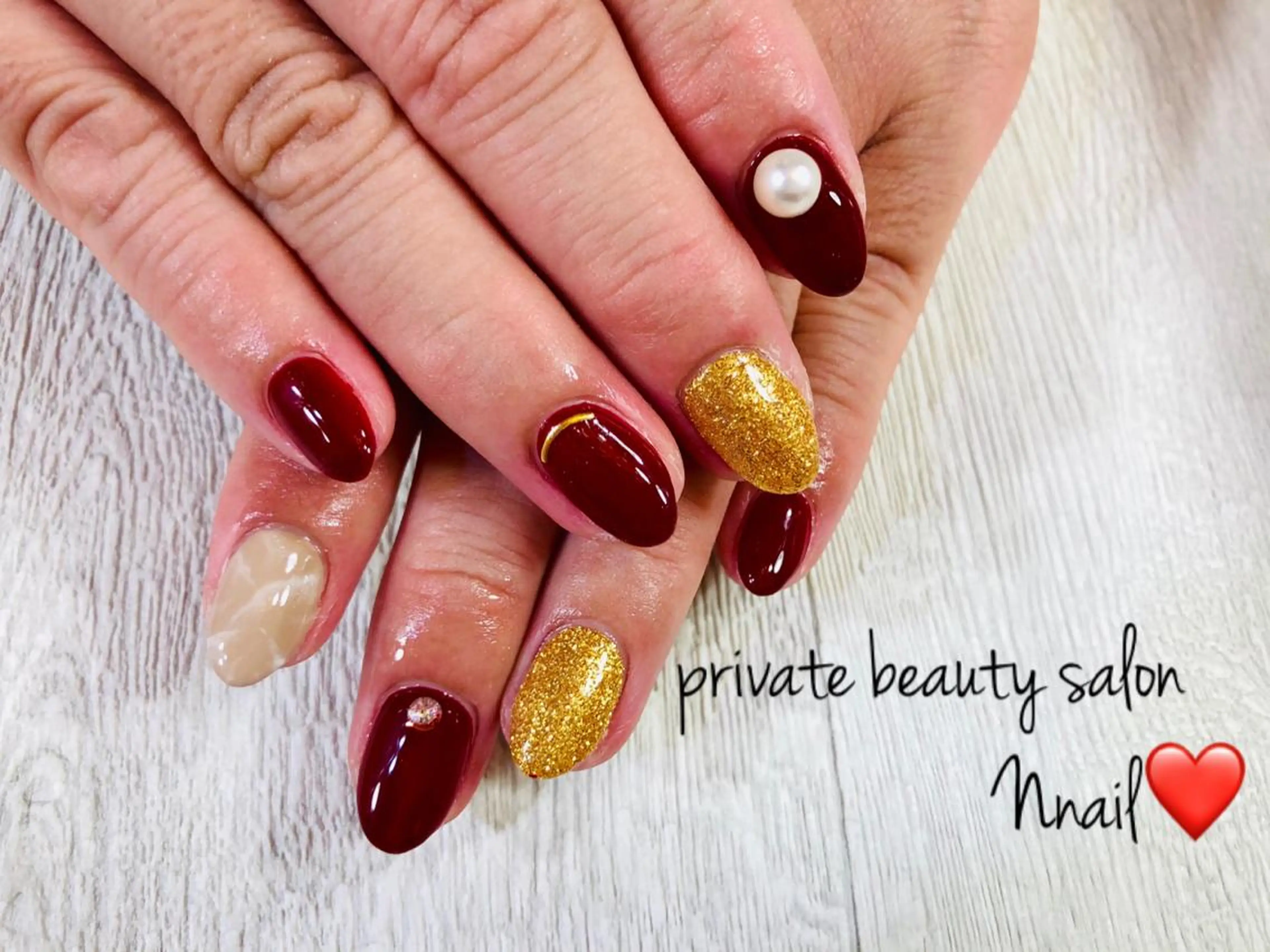 ネイル ストーンネイル ハンドネイル Nnail所属・🌿Nnail🌿 プライベートサロンのネイルデザイン