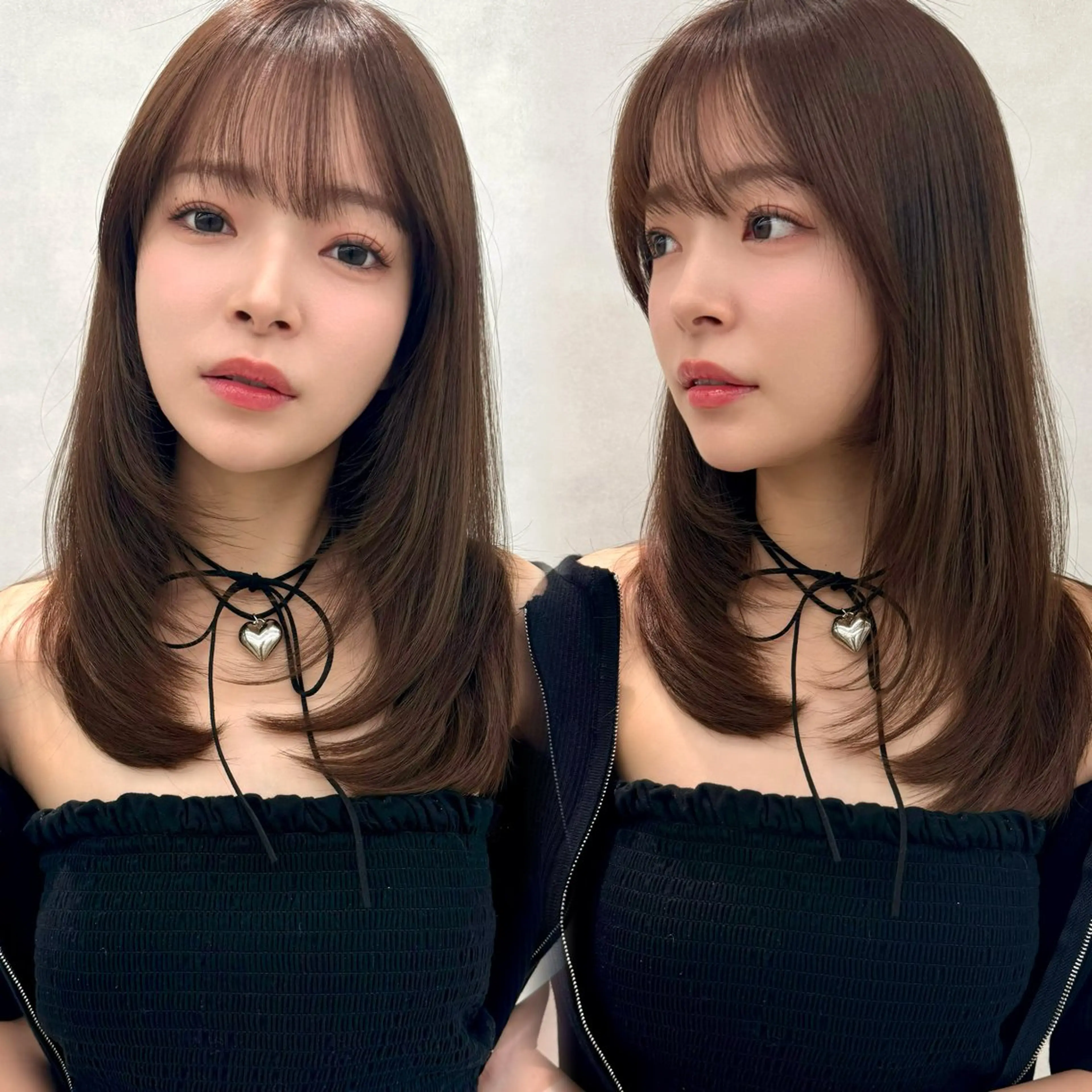 セミロング カラー カット ヘアカラー トリートメント 韓国ヘア🇰🇷艶髪 カラー/yui‎🎀のヘアスタイル