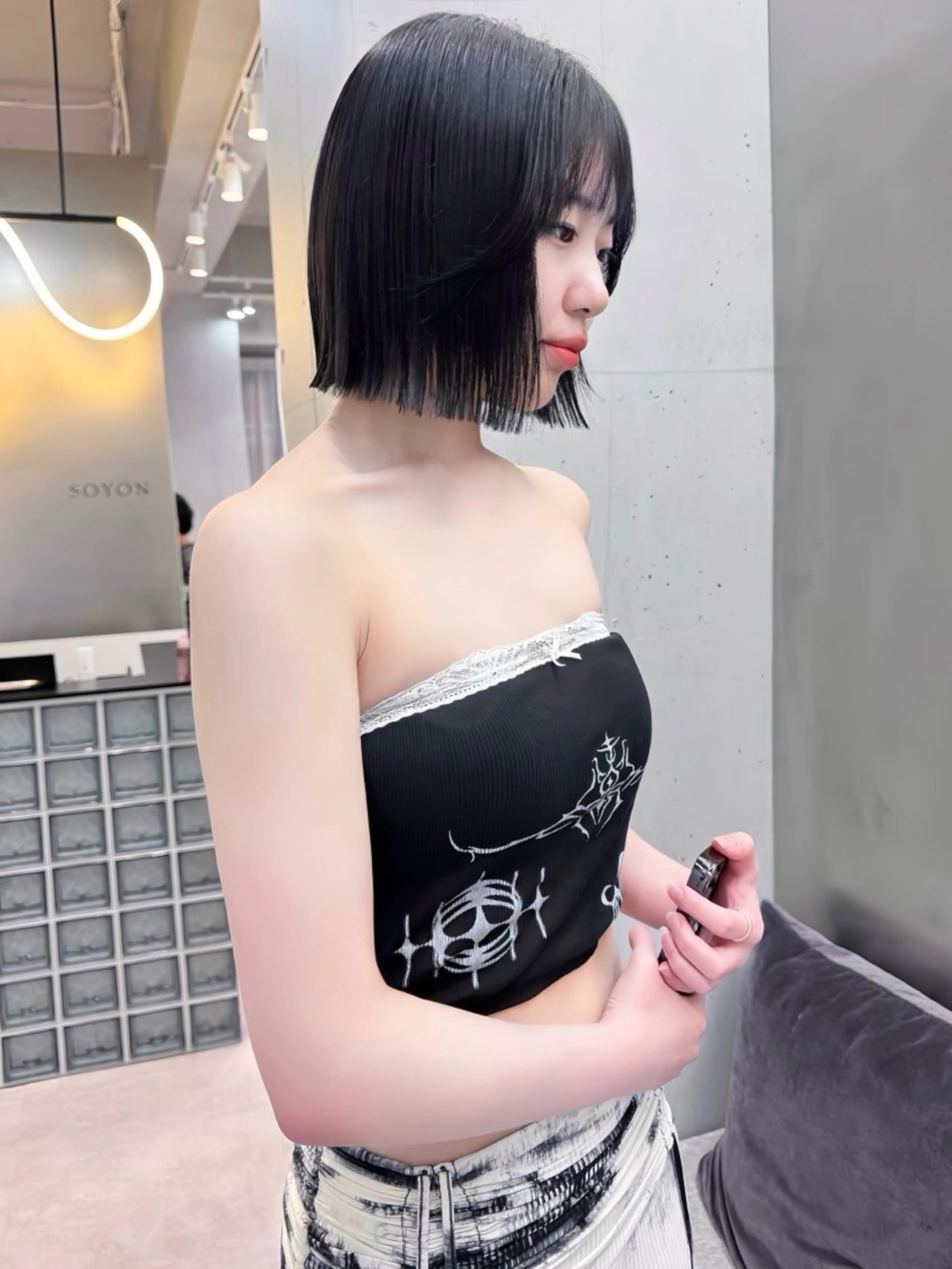 ショート ボブ 韓国風ヘア ワンホンヘア カット ヘアカラー トリートメント SOYON nanamiのヘアスタイル