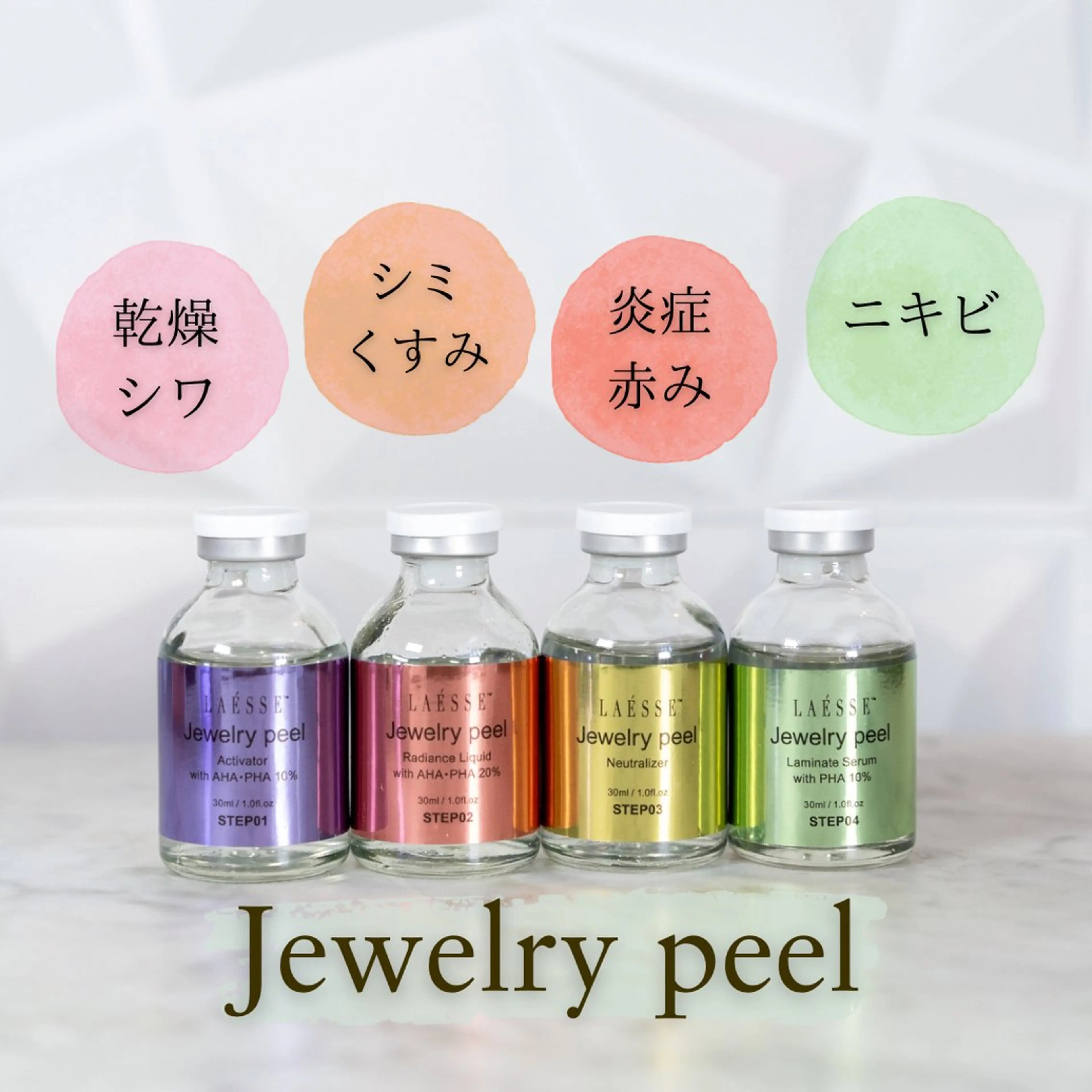 LAÉSSE ジュエリーピールで艶肌仕上げ×毛穴洗浄で透明素肌へ　ヘッドスパ＆首肩デコルテアロマトリートメント付きの写真