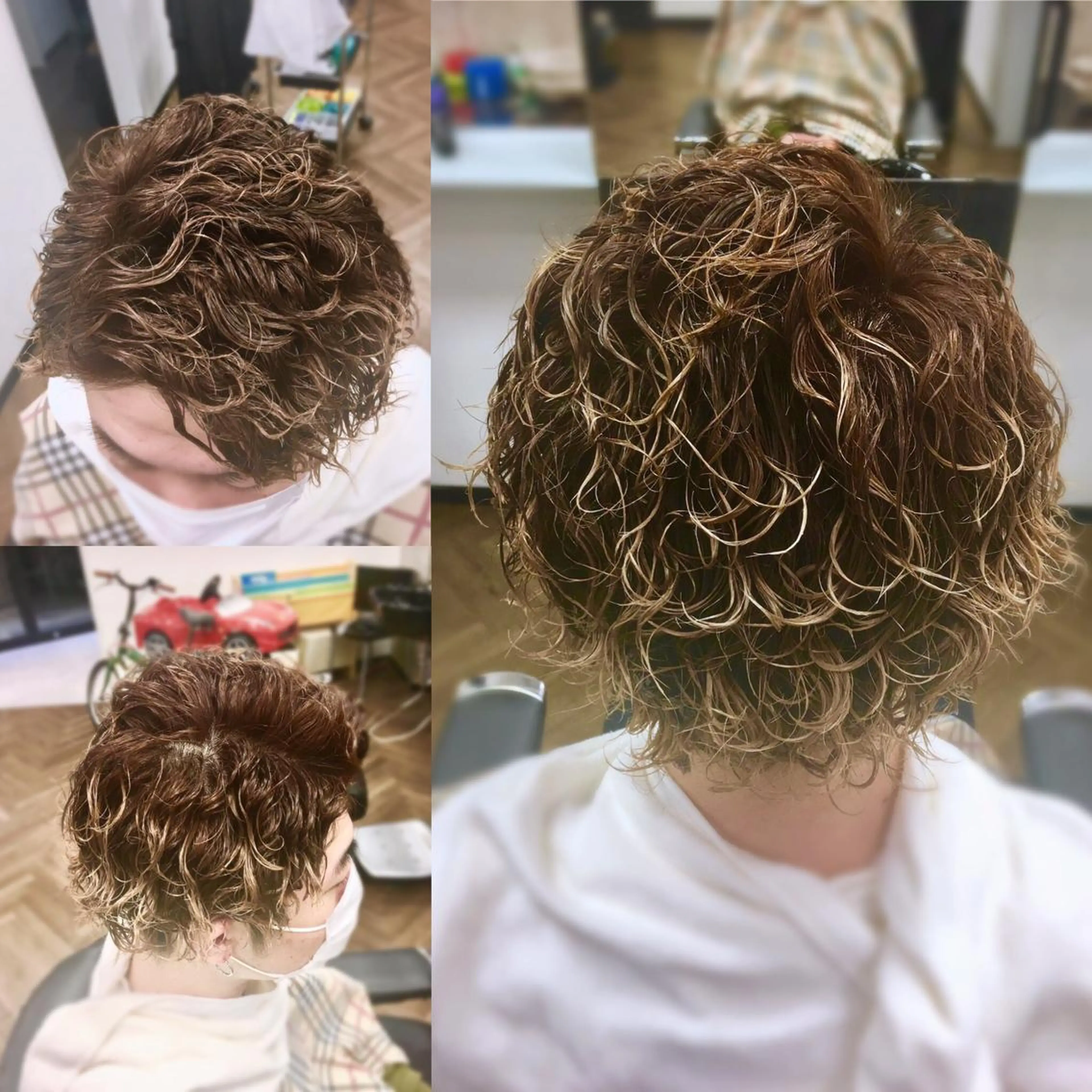 ミディアム カラー パーマ メンズ ミディアムパーマ メンズパーマ スパイラルパーマ 前田賢生 ご新規様はNGのヘアスタイル