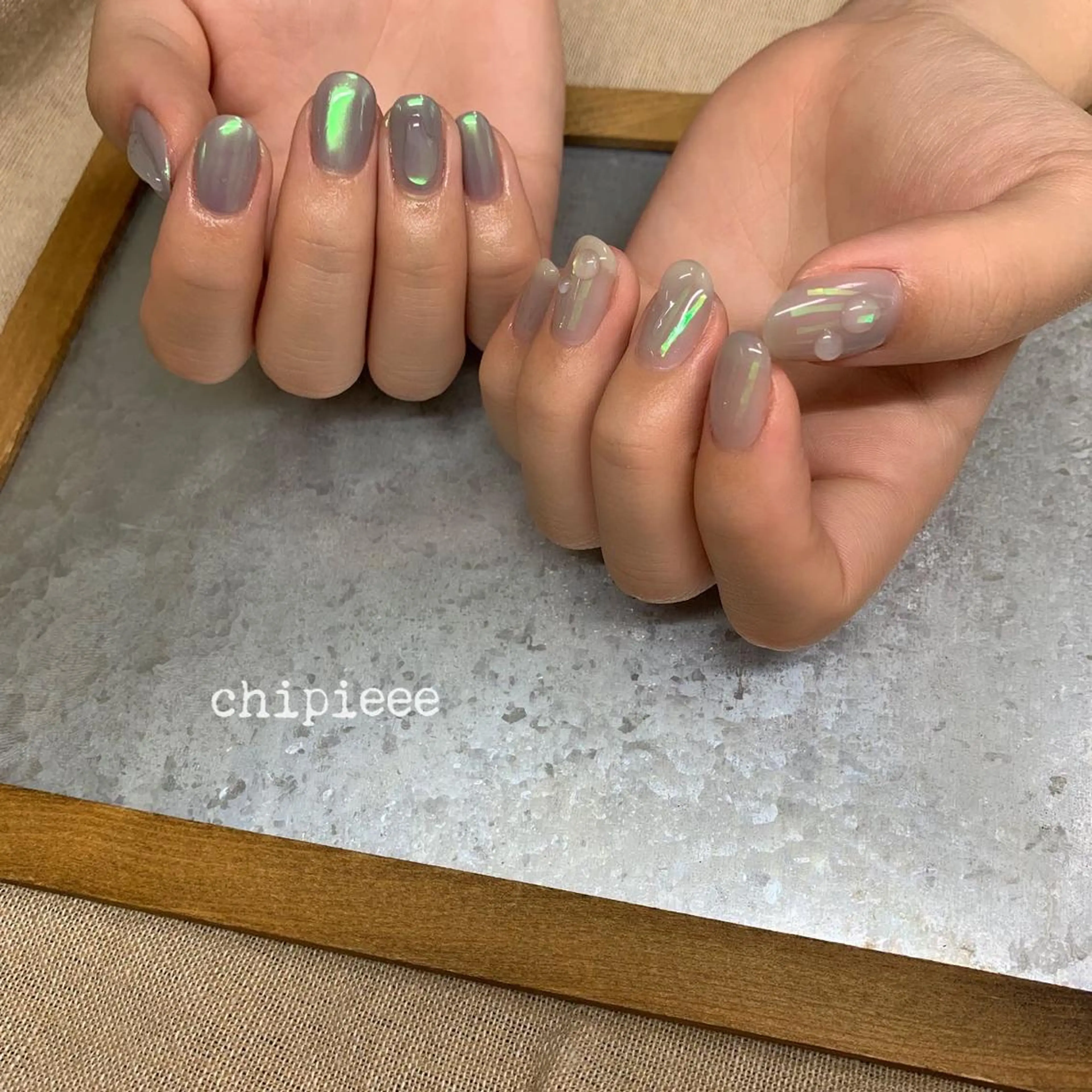 ネイル オーロラネイル 氷ネイル・うるうるネイル ぷっくりネイル charme所属・. SHIORIのネイルデザイン