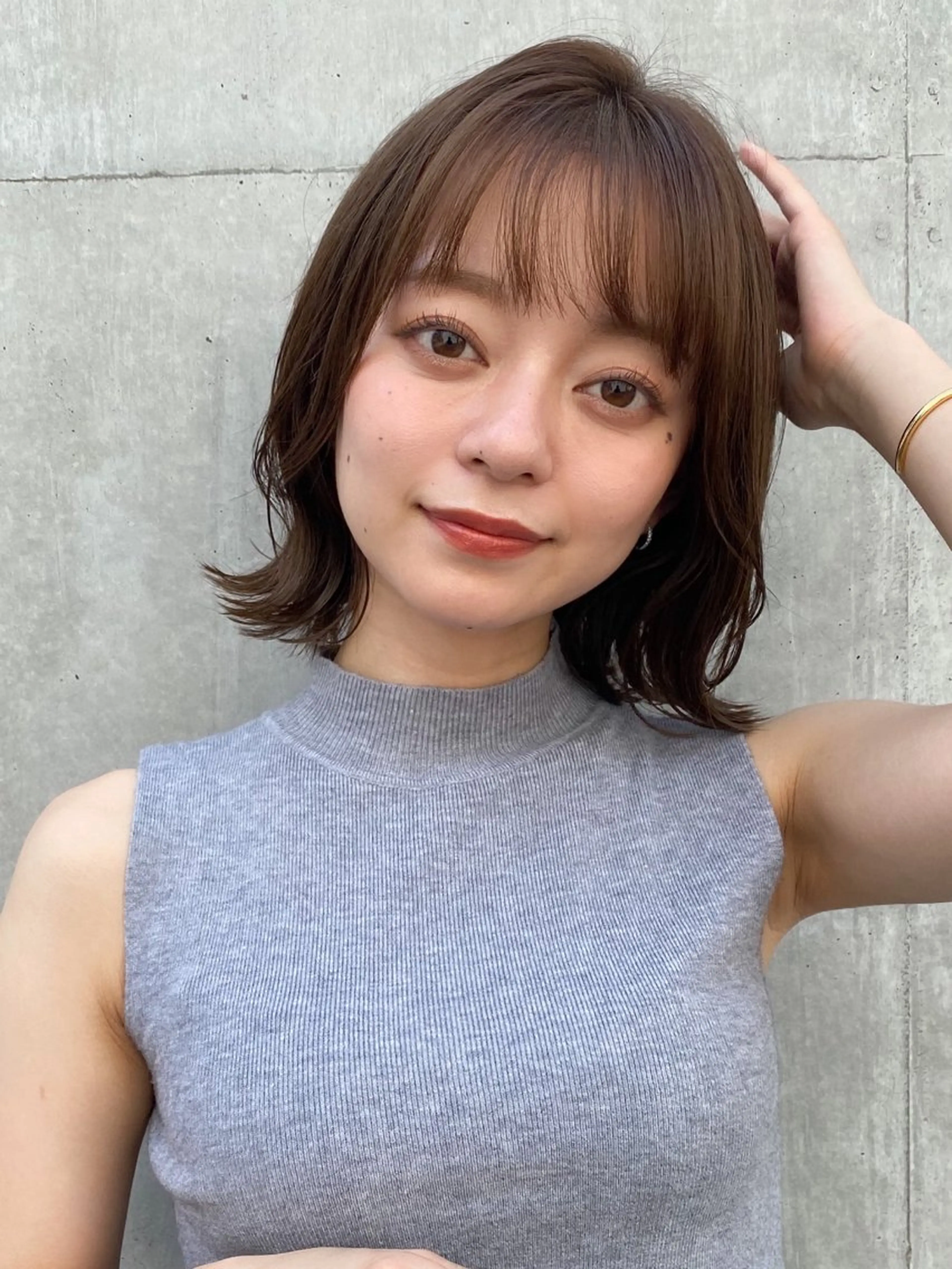 ミディアム カラー ベージュカラー 透明感カラー 佐藤 侑哉のヘアスタイル