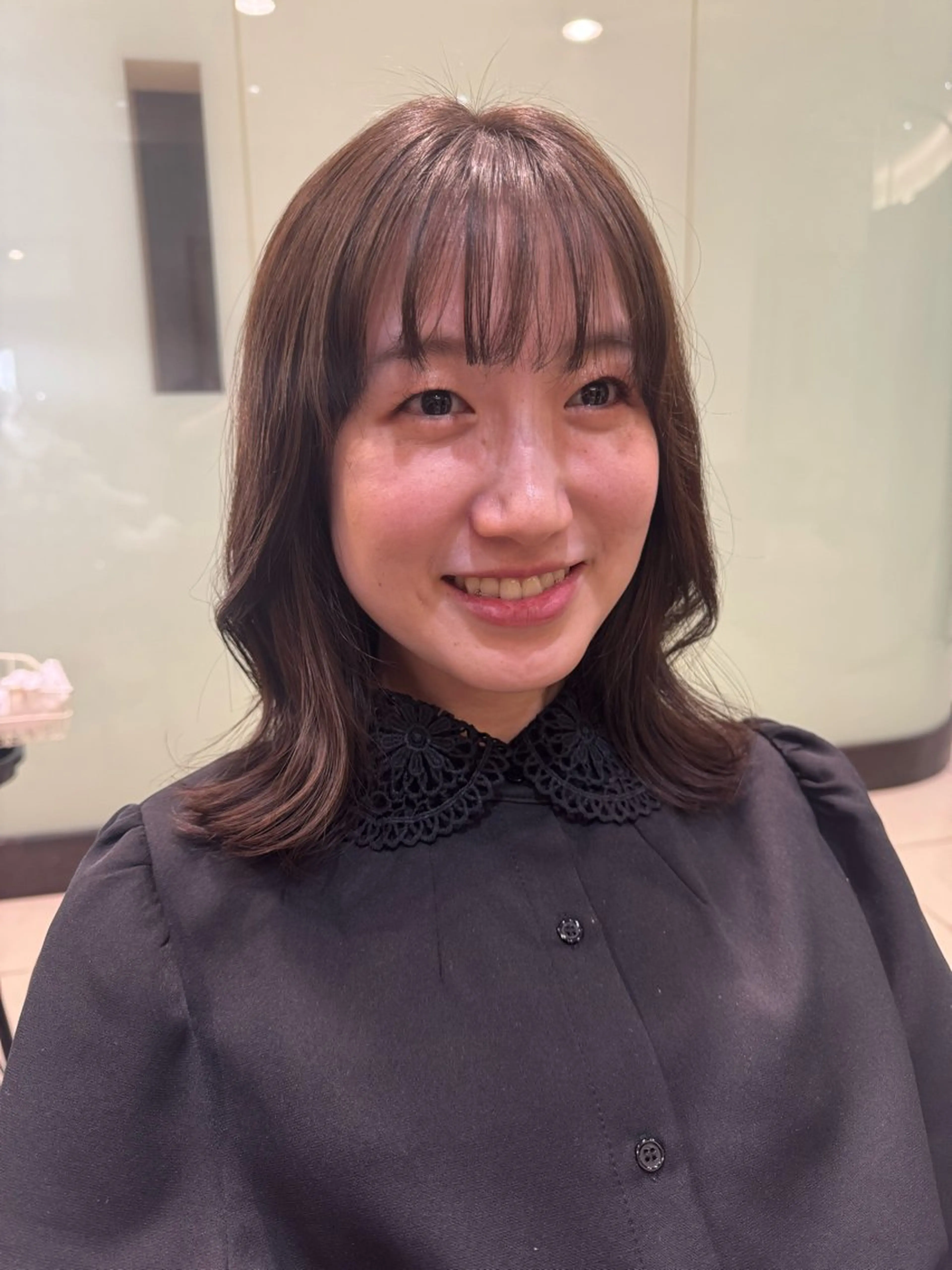 ミディアム くびれヘア なみまきパーマ/ボブ パーマ🌼杉田 萌恵のヘアスタイル