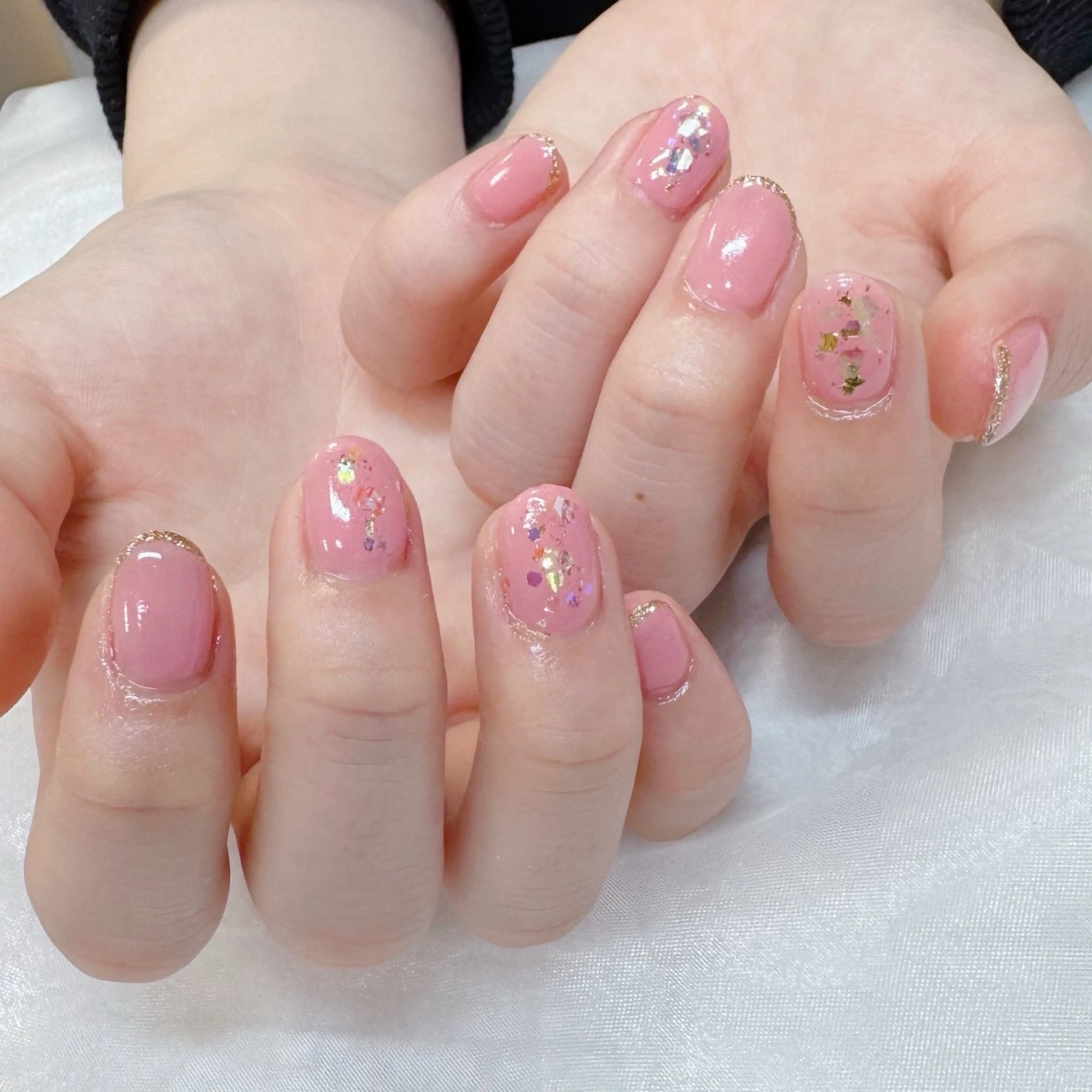 ネイル フレンチネイル キラキラネイル ピンク maruyasu. yのネイルデザイン