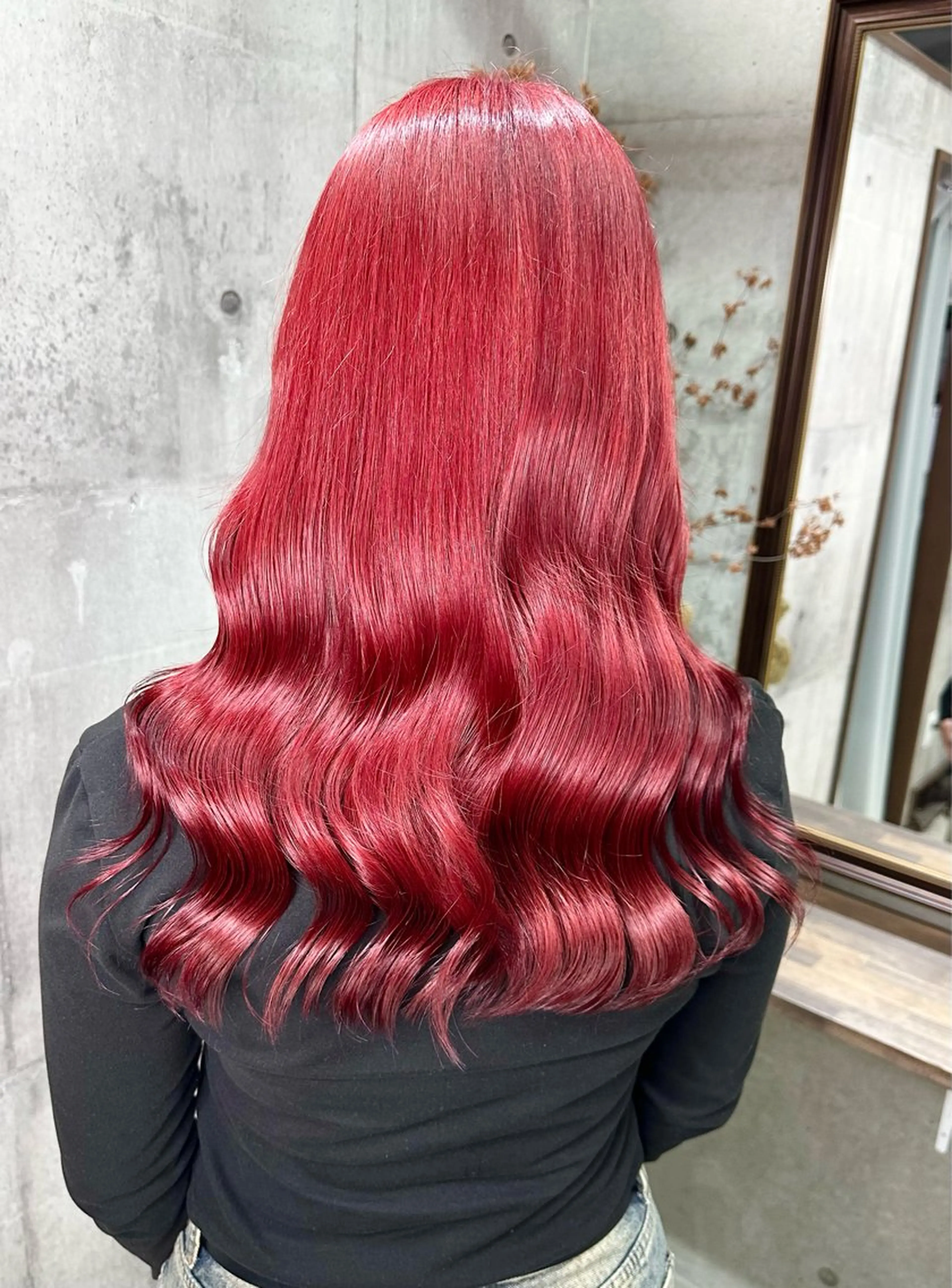 ロング カラー レッドカラー ヘアカラー トリートメント 名古屋のピンク好き かずくん🦩のヘアスタイル