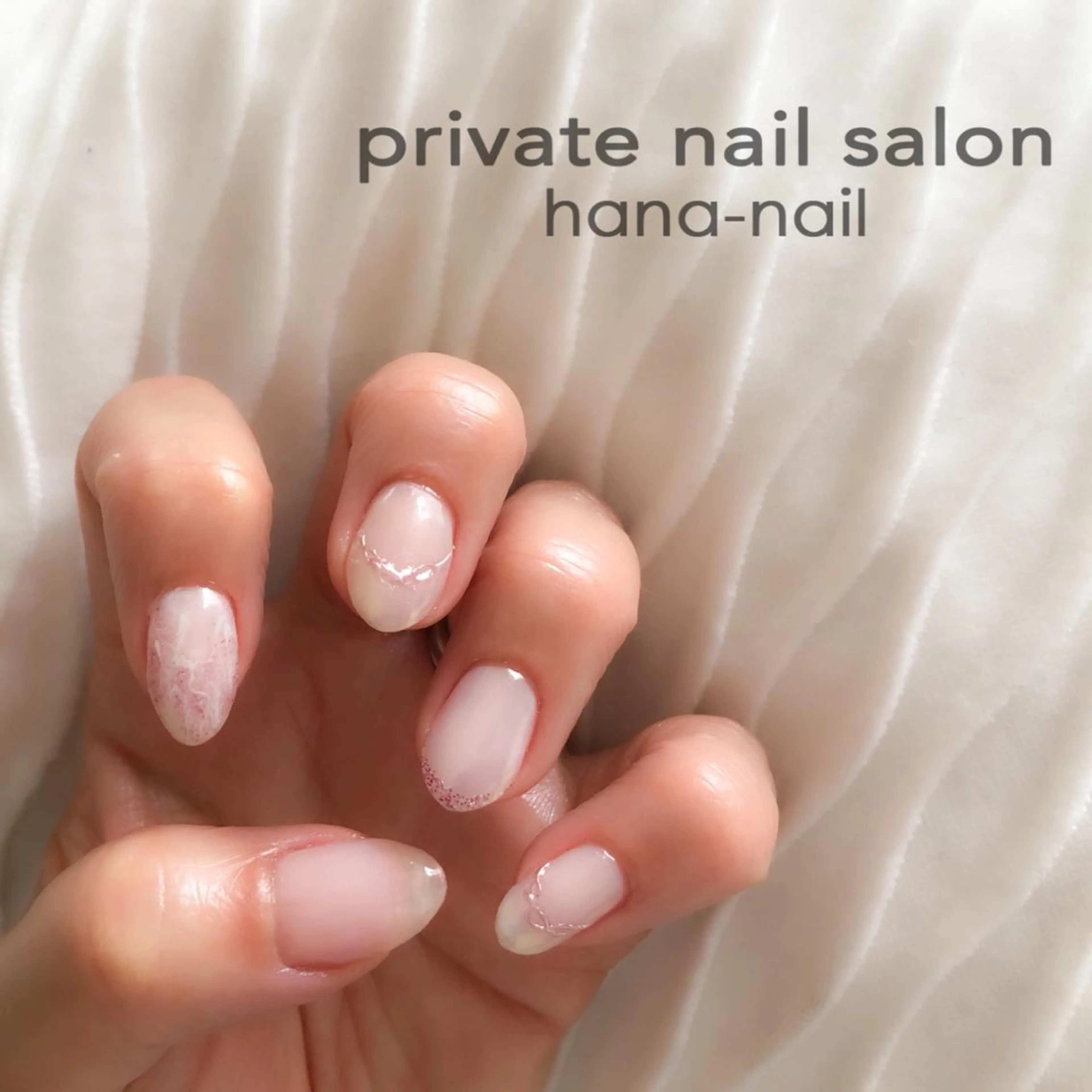ネイル オーロラネイル フレンチネイル ジェルネイル ラメ(グリッター) ミラーネイル HANA-NAILハナネイル福山所属・Kao hana-nailのネイルデザイン