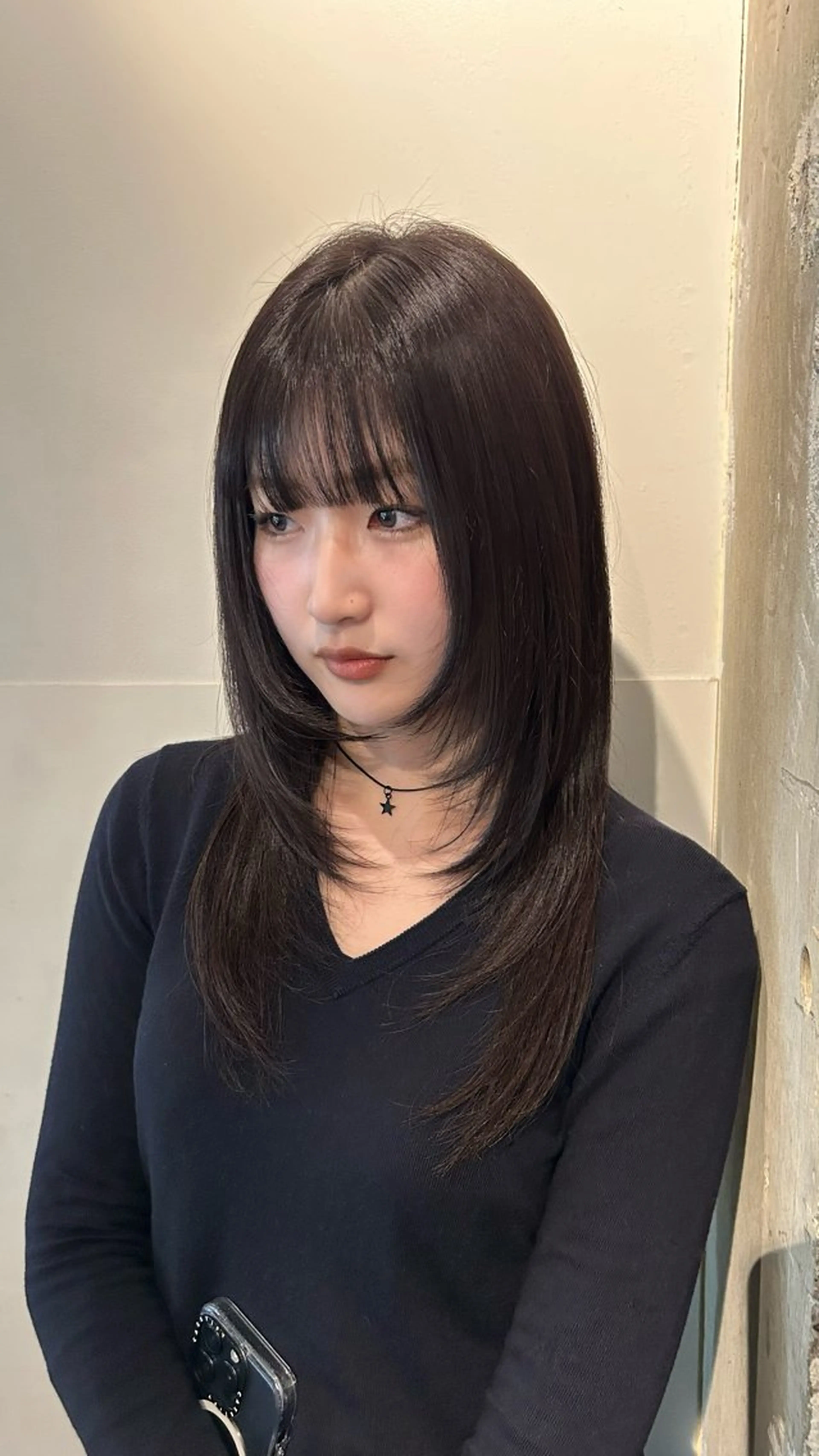 ロング カラー 顔まわりレイヤー レイヤーカット カット ヘアカラー mira🍓★ nailのネイルデザイン