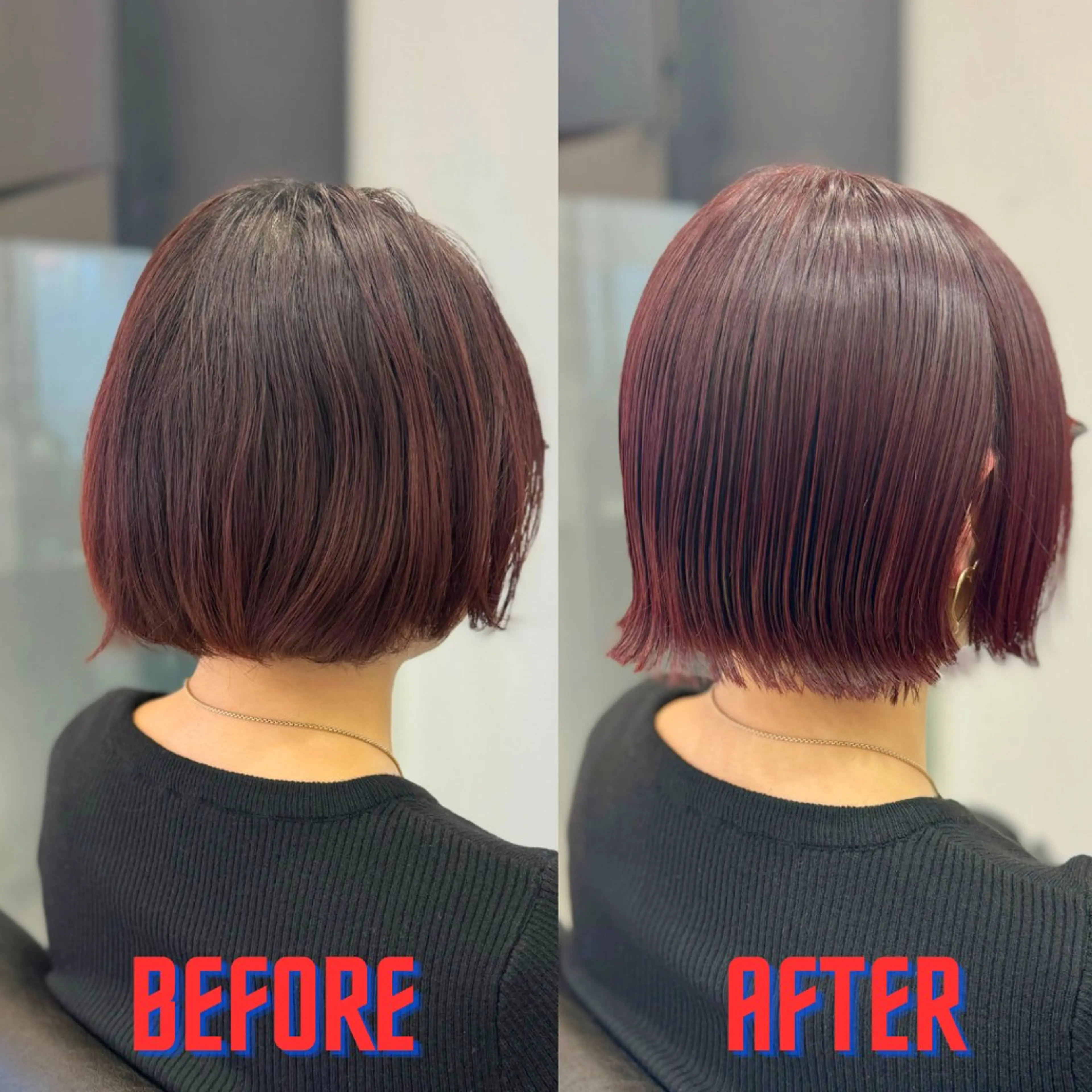 ショート カット ヘアカラー トリートメント YASU🍎ピンク/ 赤系カラー/髪質改善のヘアスタイル