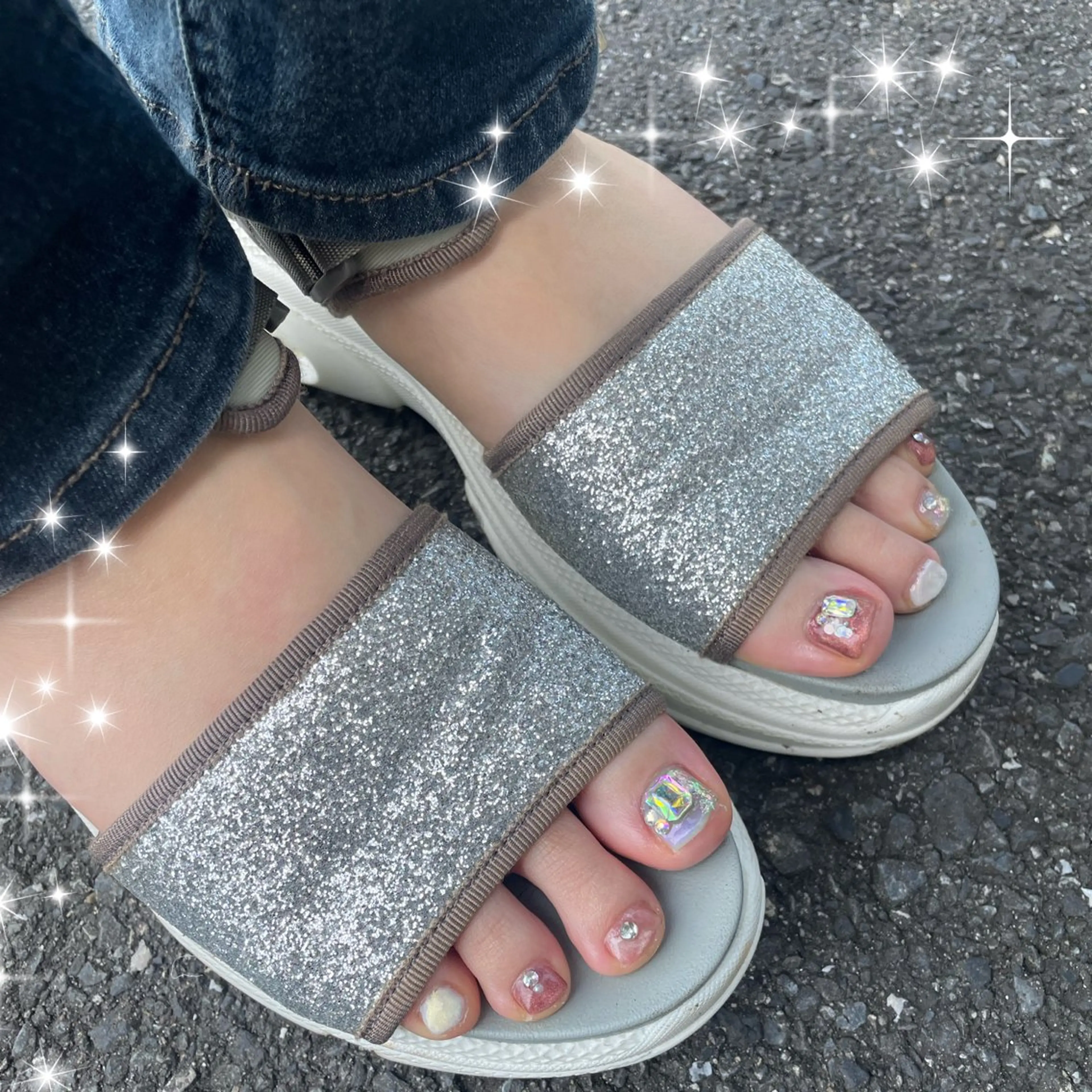 ネイル オーロラネイル フットネイル マグネットネイル NAIL★M 真紀のネイルデザイン