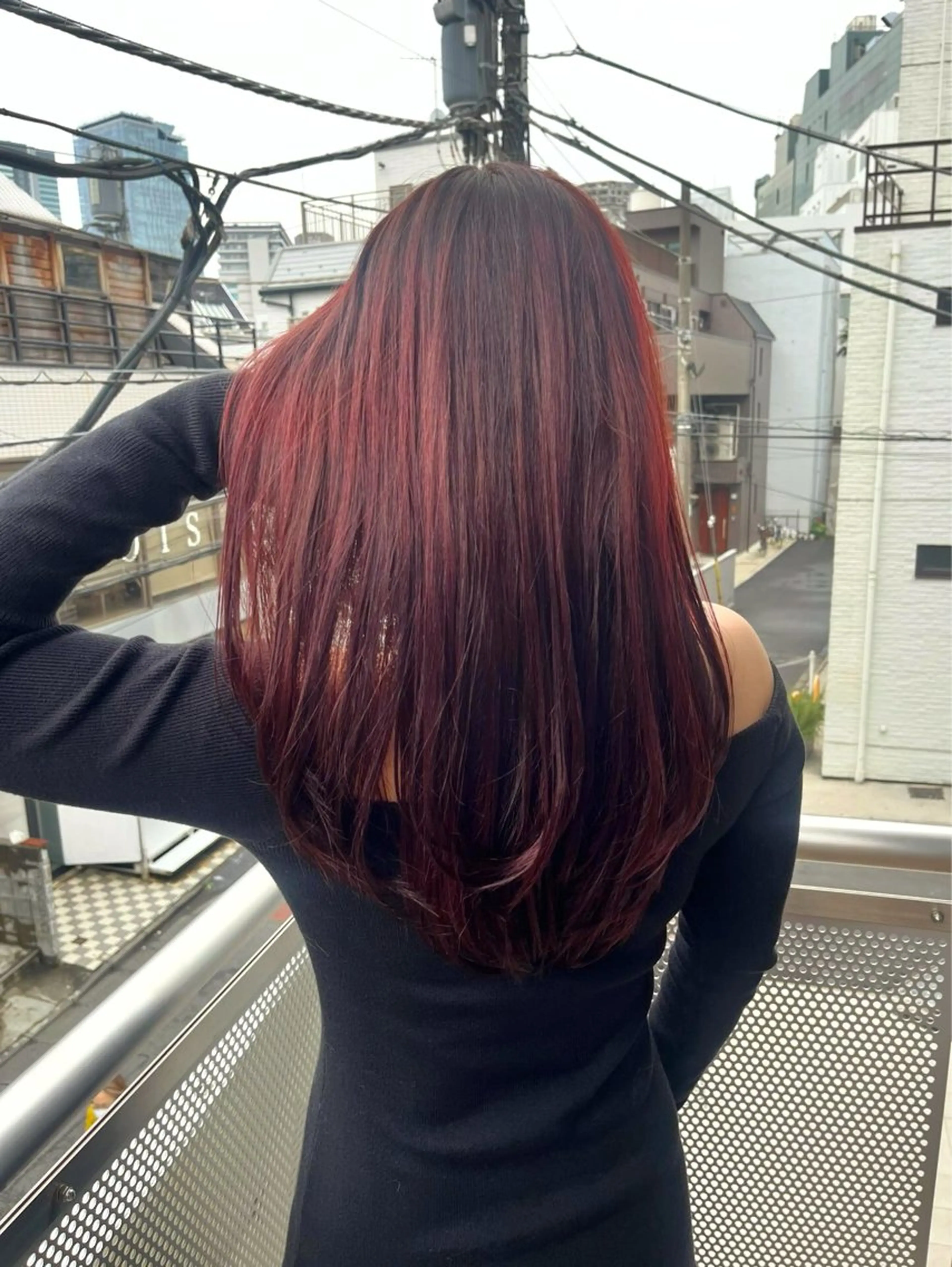 ロング ヘアカラー トリートメント 山影✨バレイヤージュ ハイライト✨メンズ◎のヘアスタイル